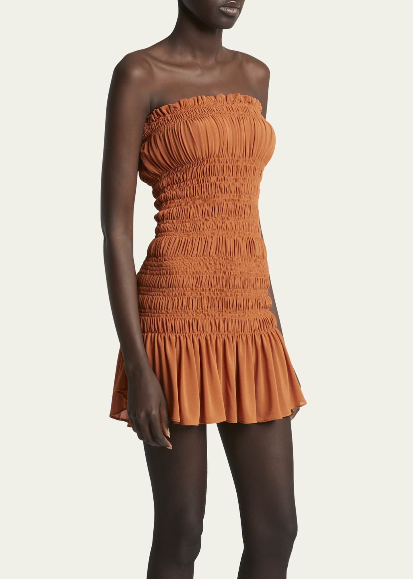 Saint Laurent Strapless Ruched Mini Dress Image 4 of 5