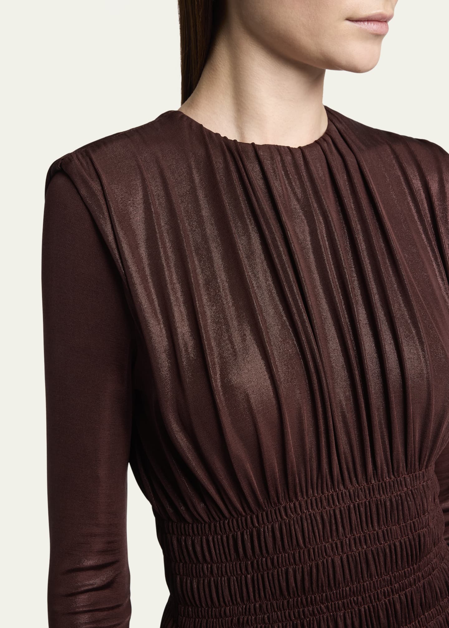 Saint Laurent Ruched Long-Sleeve Mini Dress Image 5 of 5