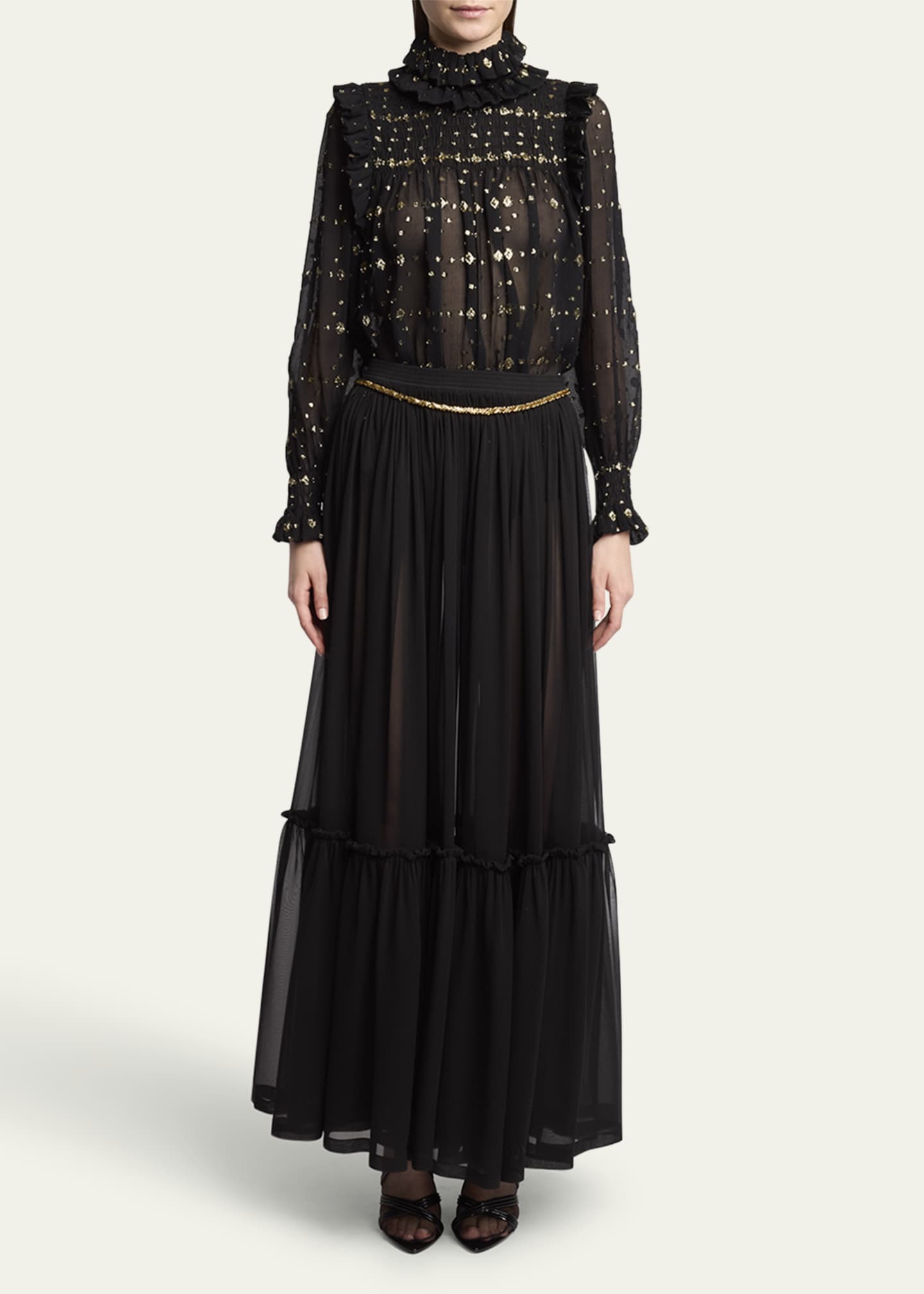スカート L'Appartement Sheer Maxi Skirt Saint Laurent Tiered Sheer Maxi Skirt - Bergdorf Goodman
