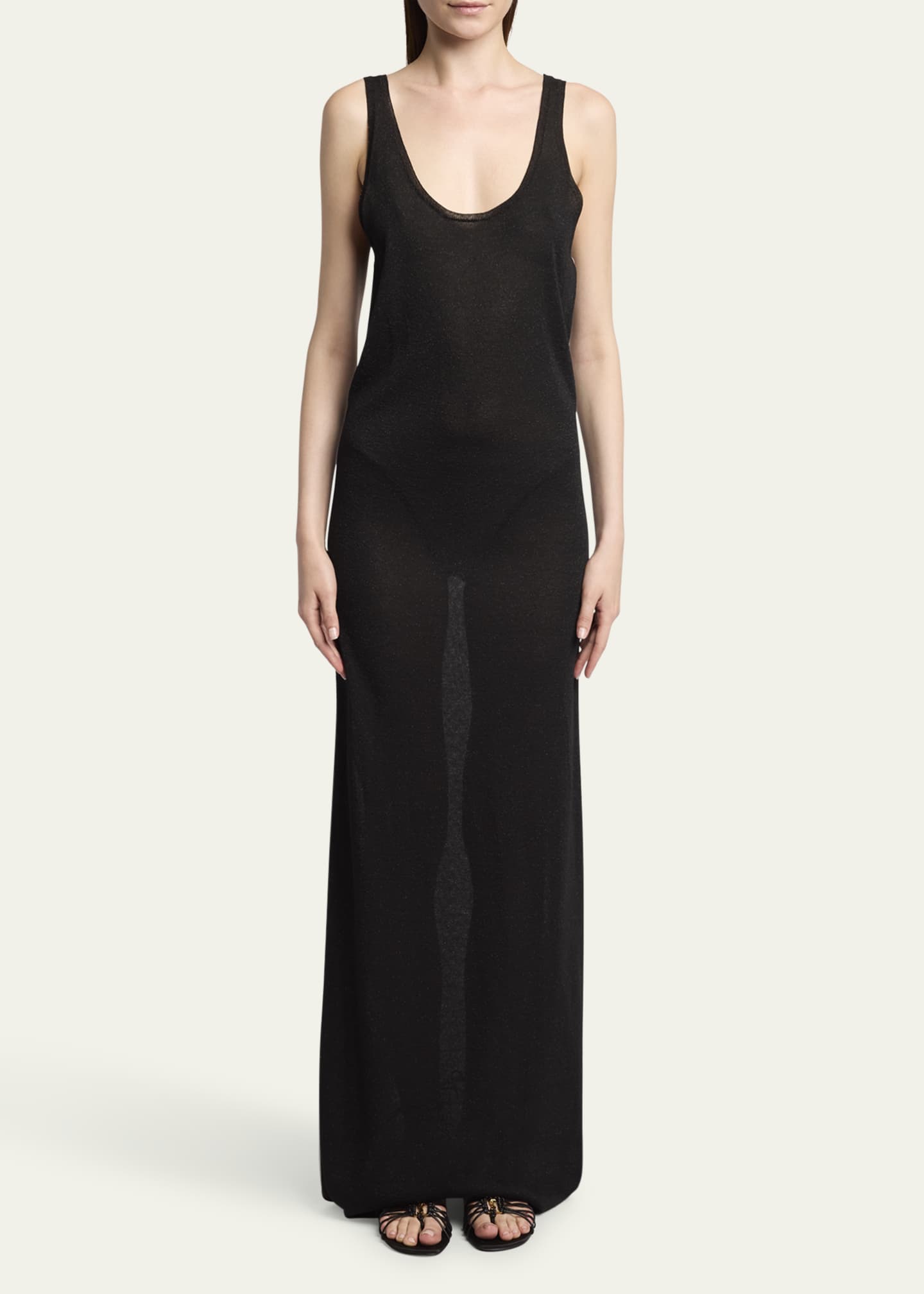 Saint Laurent Maxi Scoop-Neck Tank Dress Image 2 of 5