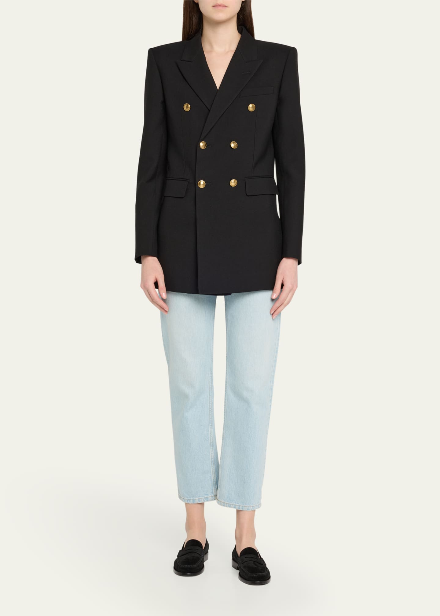 Saint Laurent Oversized Double-Breasted Wool Blazer Image 2 of 5