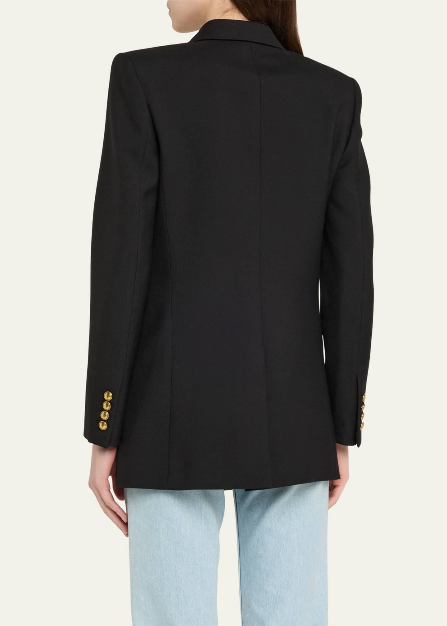 Saint Laurent Oversized Double-Breasted Wool Blazer Image 3 of 5