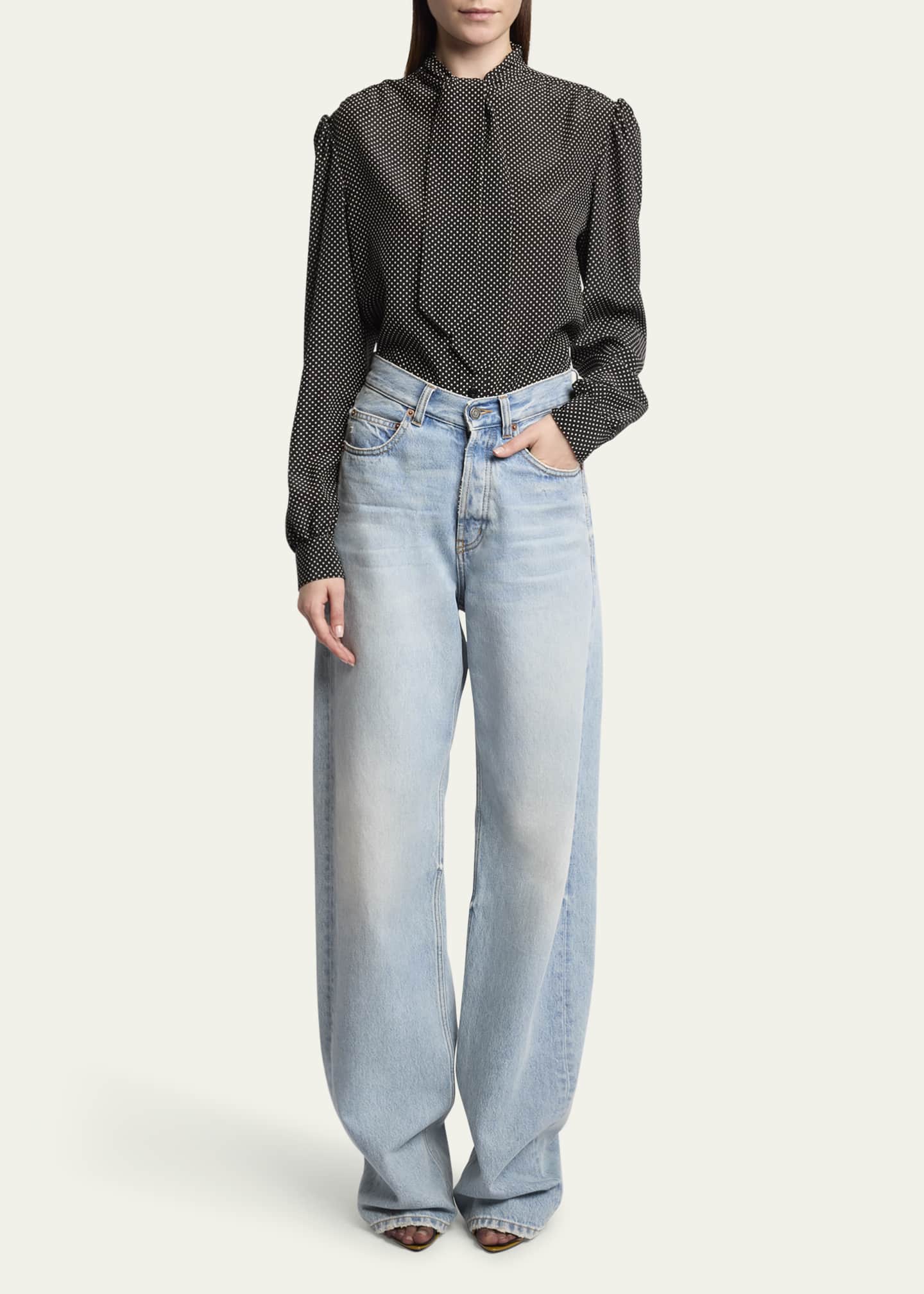 Saint Laurent Mid Rise Denim Pants Image 2 of 5