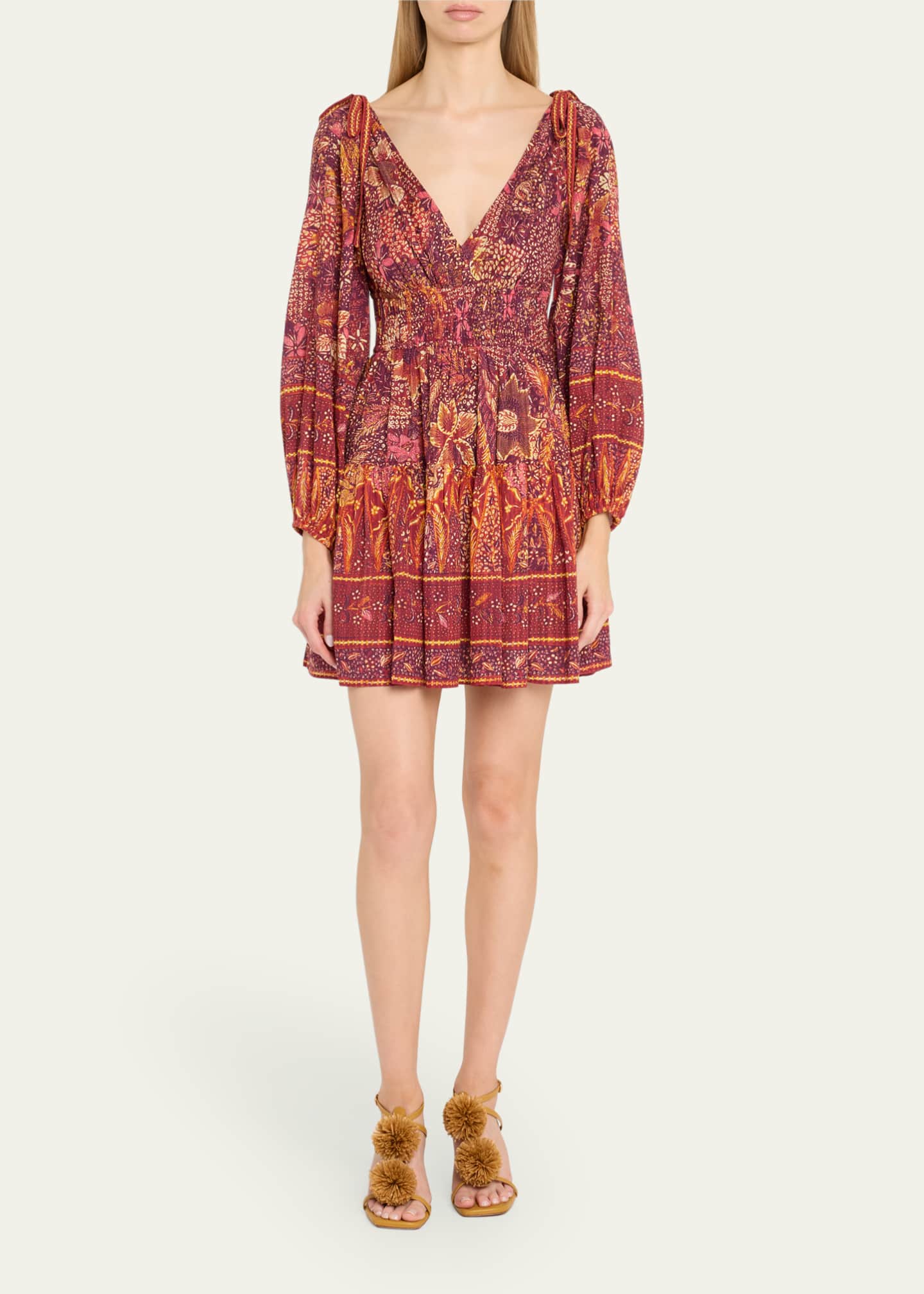 Ulla Johnson Anika V-Neck Long-Sleeve Mini Dress Image 2 of 5
