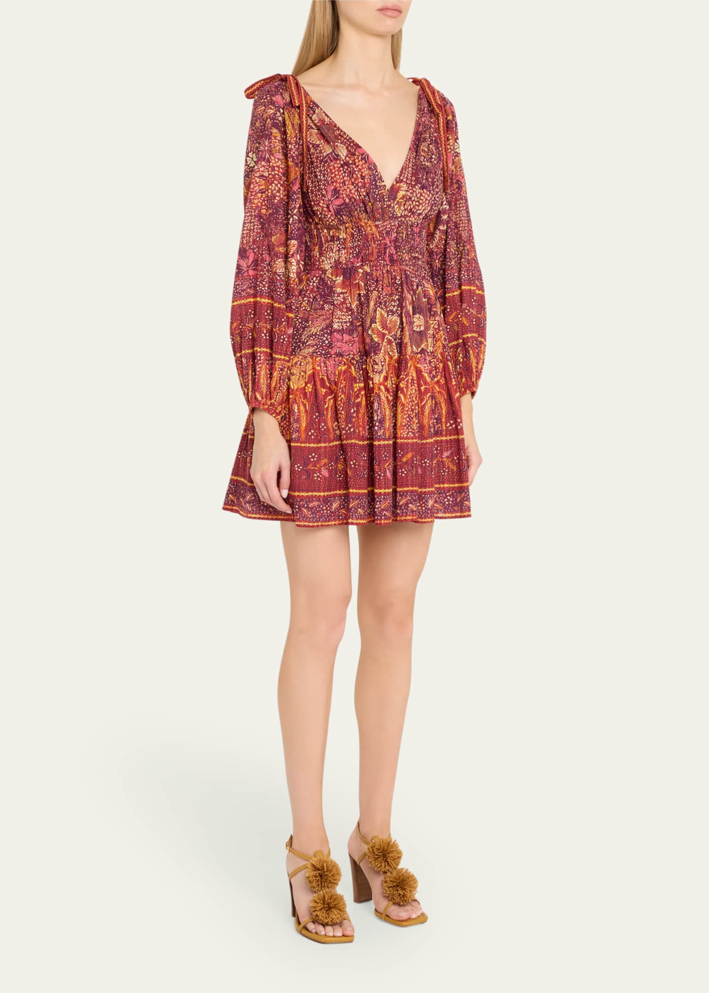 Ulla Johnson Anika V-Neck Long-Sleeve Mini Dress Image 4 of 5