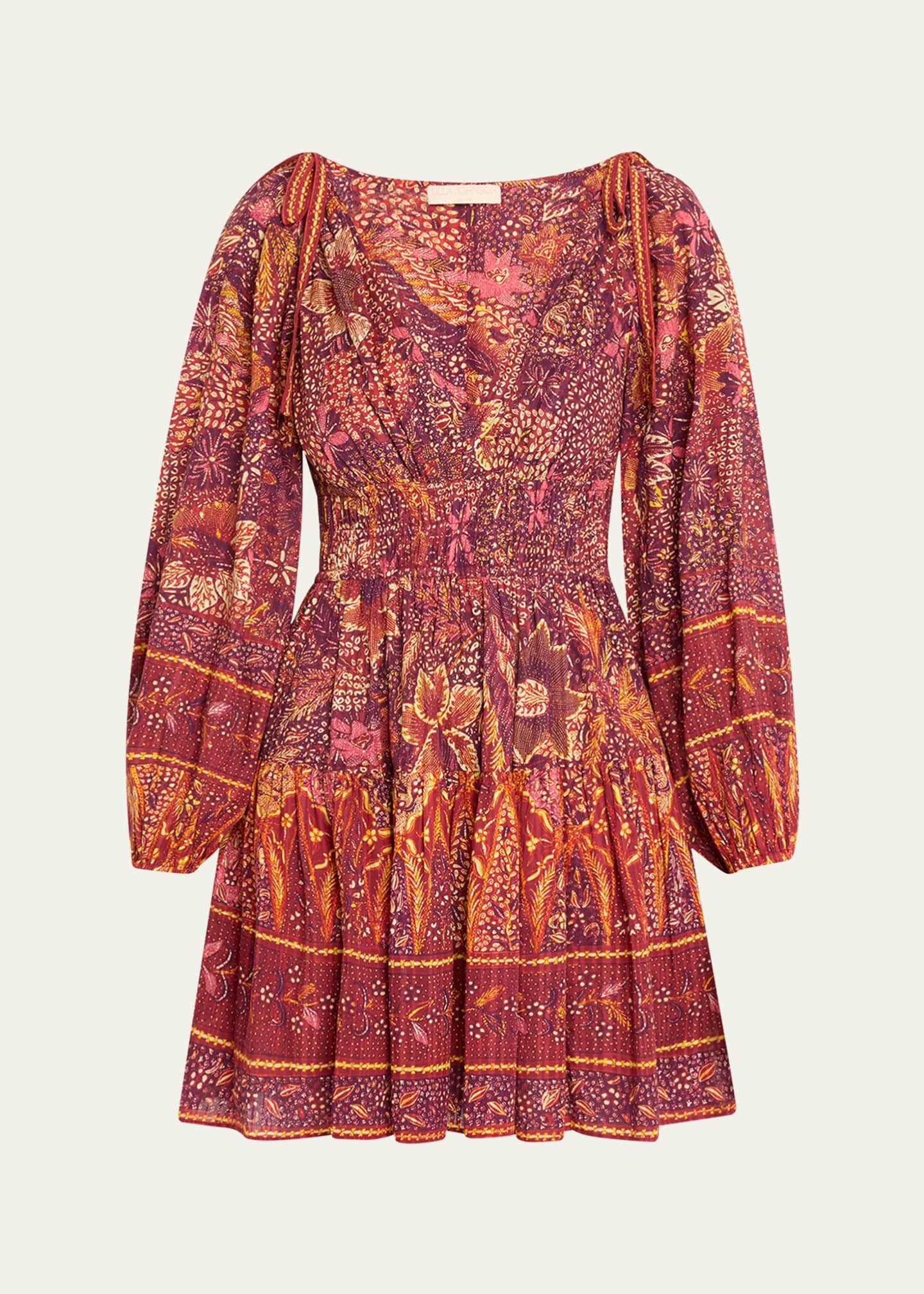 Ulla Johnson Anika V-Neck Long-Sleeve Mini Dress Image 1 of 5