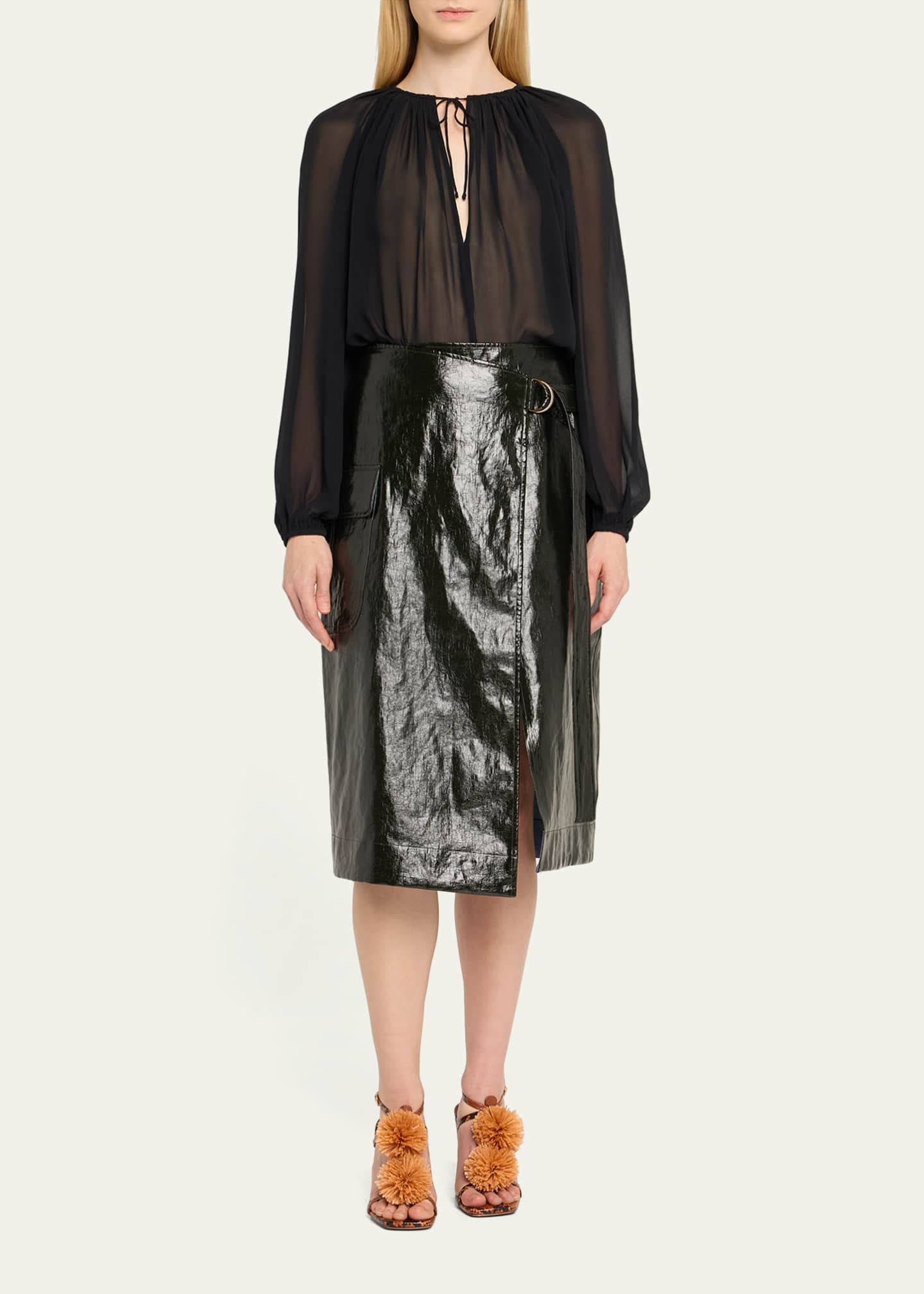 Ulla Johnson Safa Tie-Neck Silk Blouse Image 2 of 5