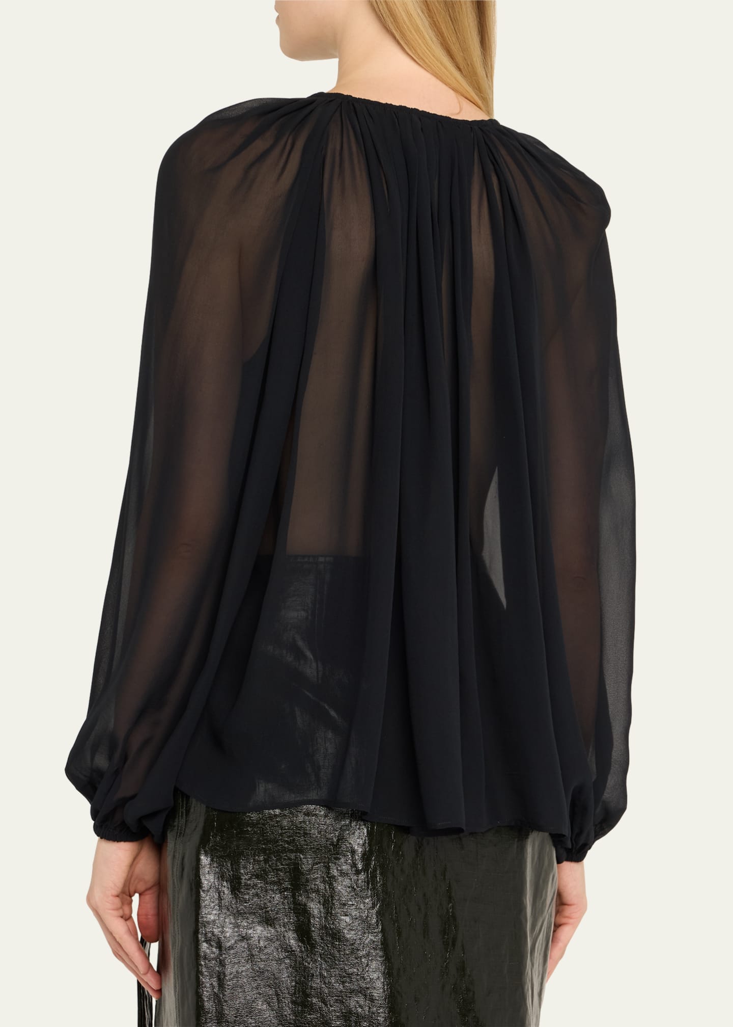 Ulla Johnson Safa Tie-Neck Silk Blouse Image 3 of 5