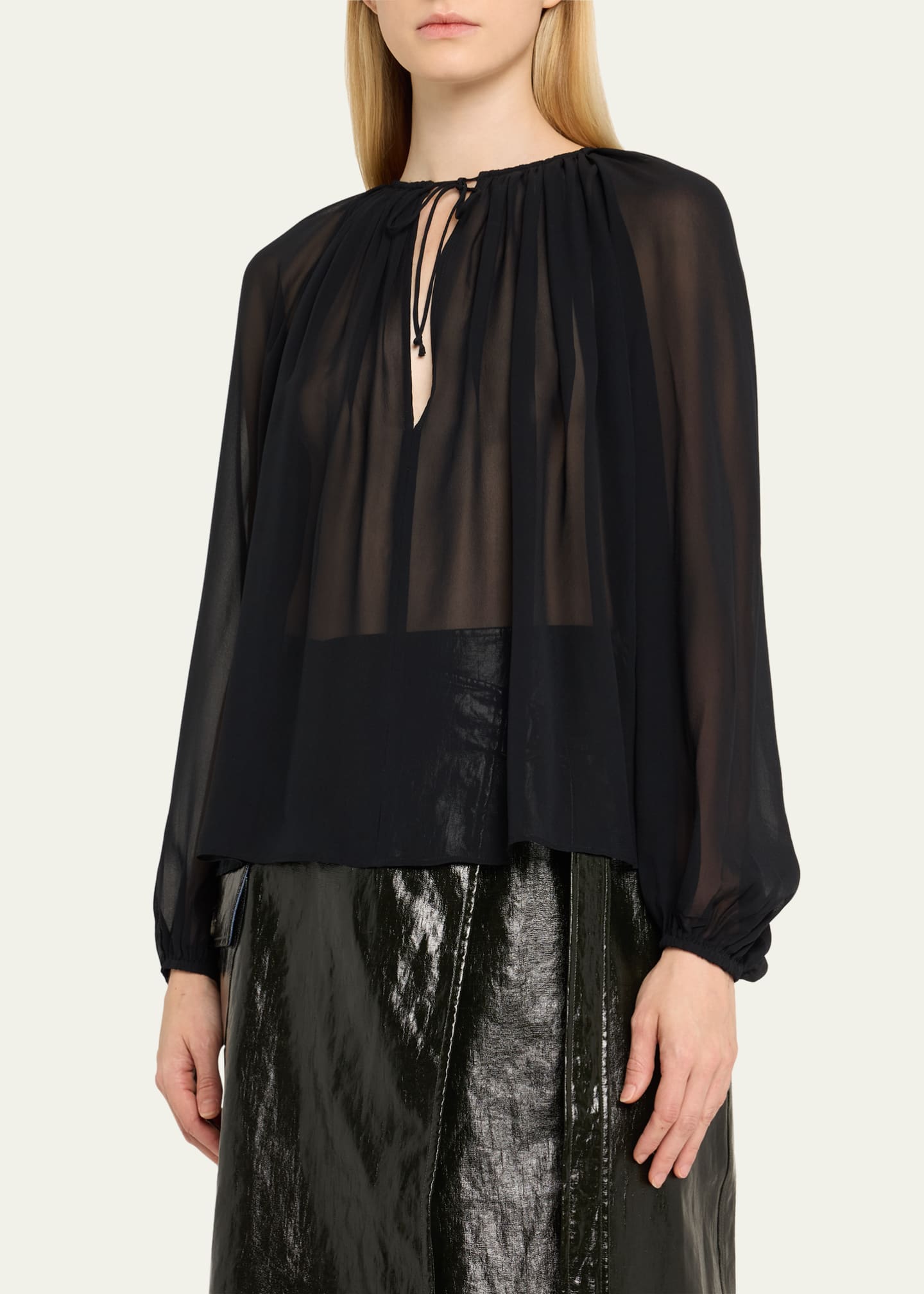 Ulla Johnson Safa Tie-Neck Silk Blouse Image 4 of 5