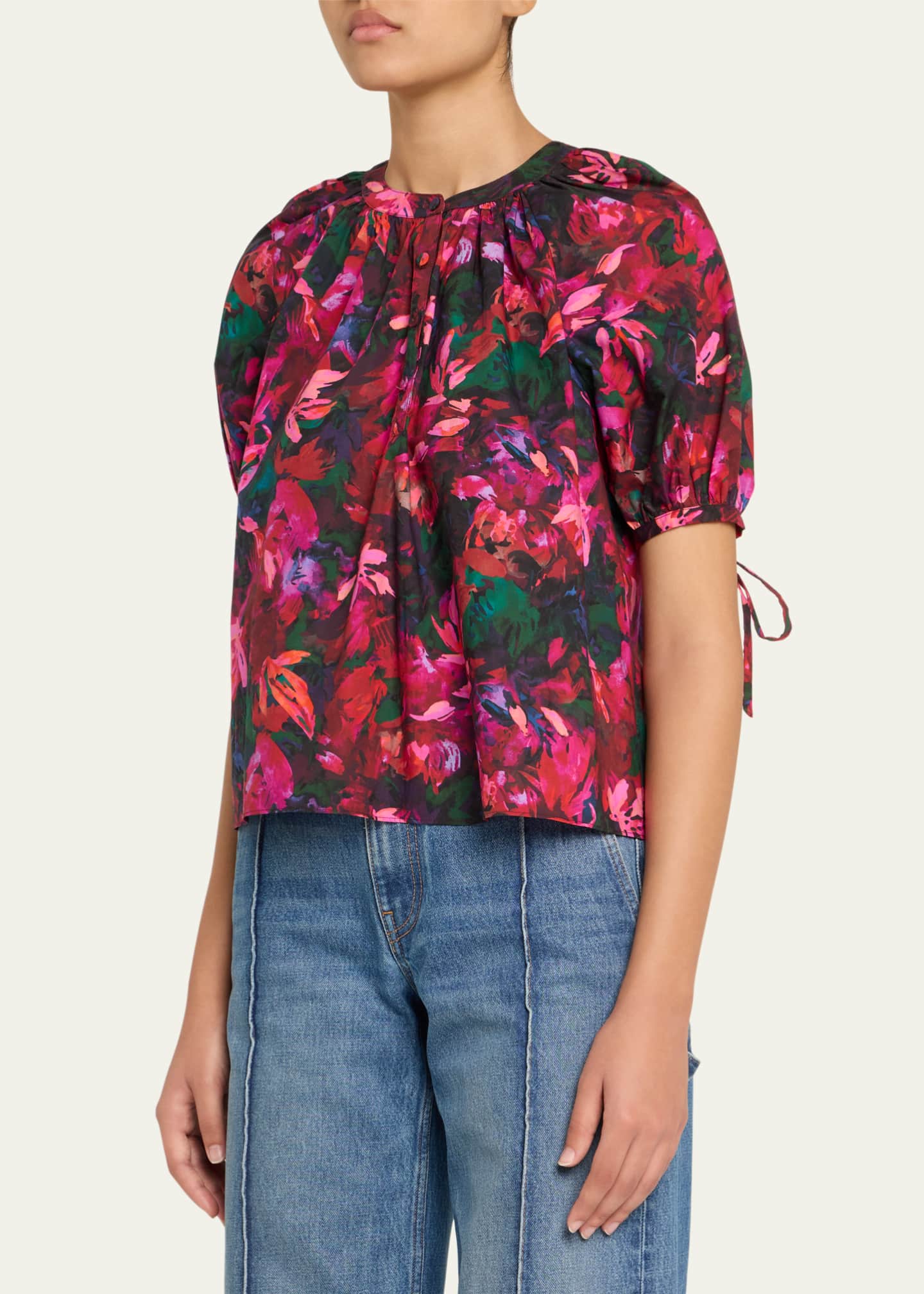 Ulla Johnson Vienne Floral Puff-Sleeve Blouse Image 4 of 5