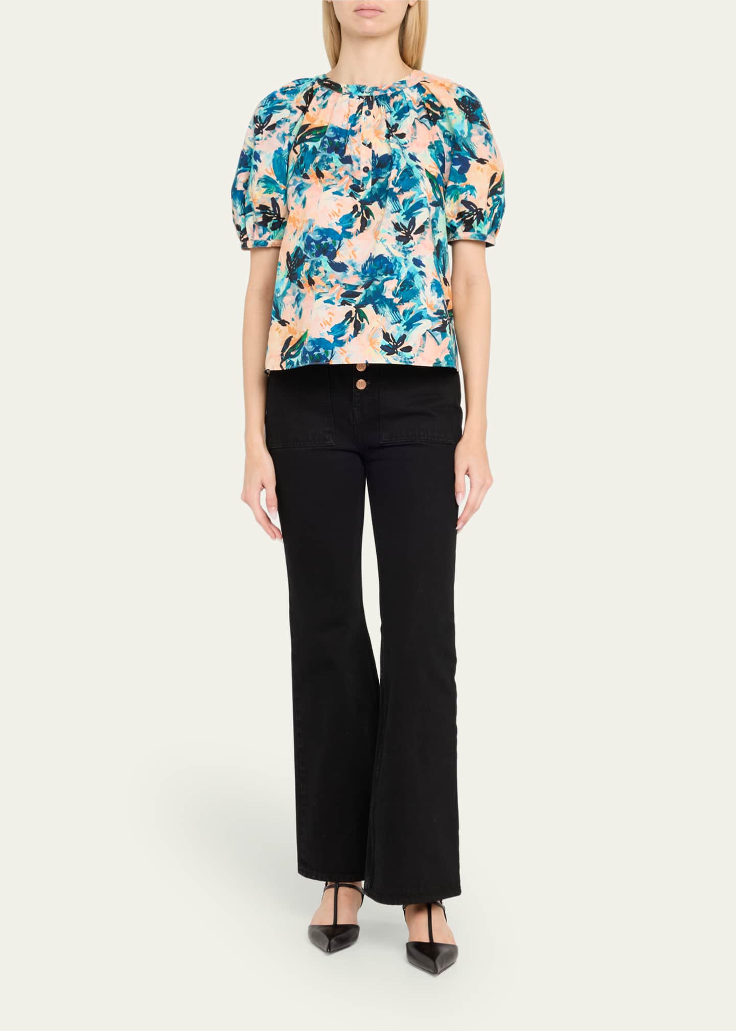 Vienne Floral Puff-Sleeve Blouse - Thumbnail 2