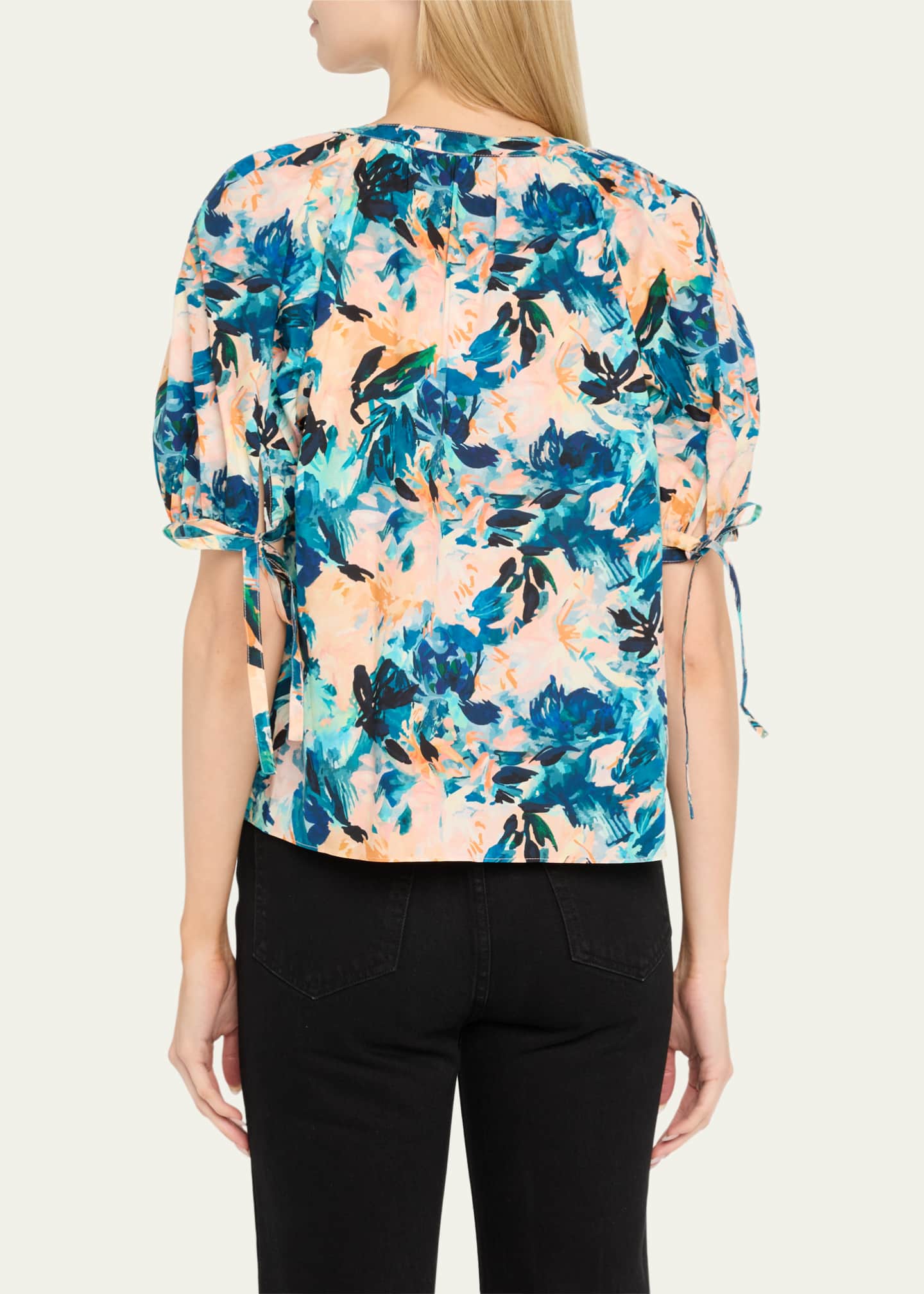 Vienne Floral Puff-Sleeve Blouse - Thumbnail 3