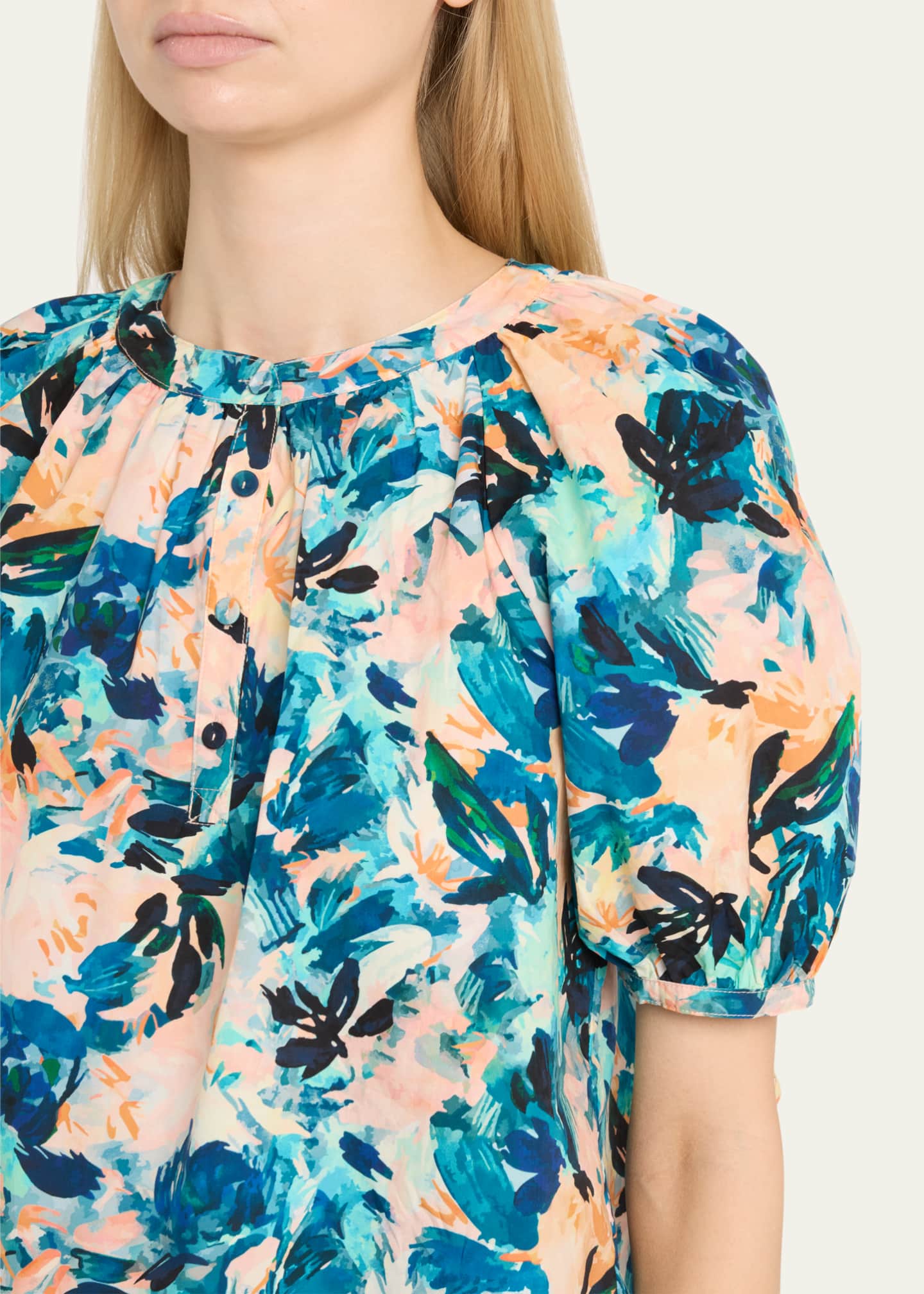 Vienne Floral Puff-Sleeve Blouse - Thumbnail 5