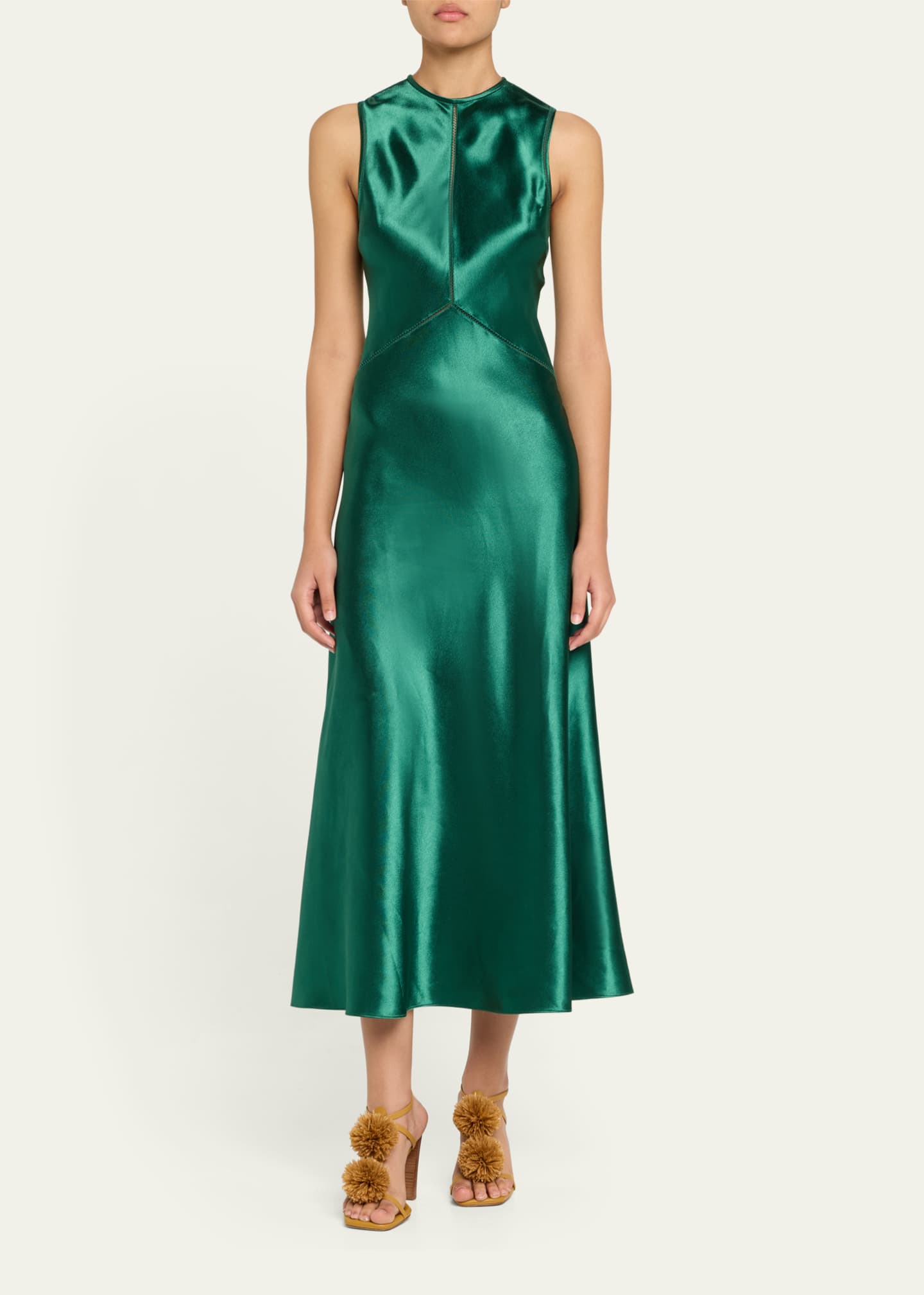 Ulla Johnson Lisbet Sleeveless Satin Midi Dress Image 2 of 5