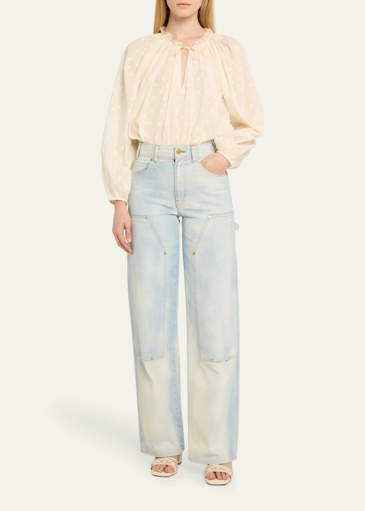 Ulla Johnson Ada Dot Tie-Neck Blouse Image 2 of 5