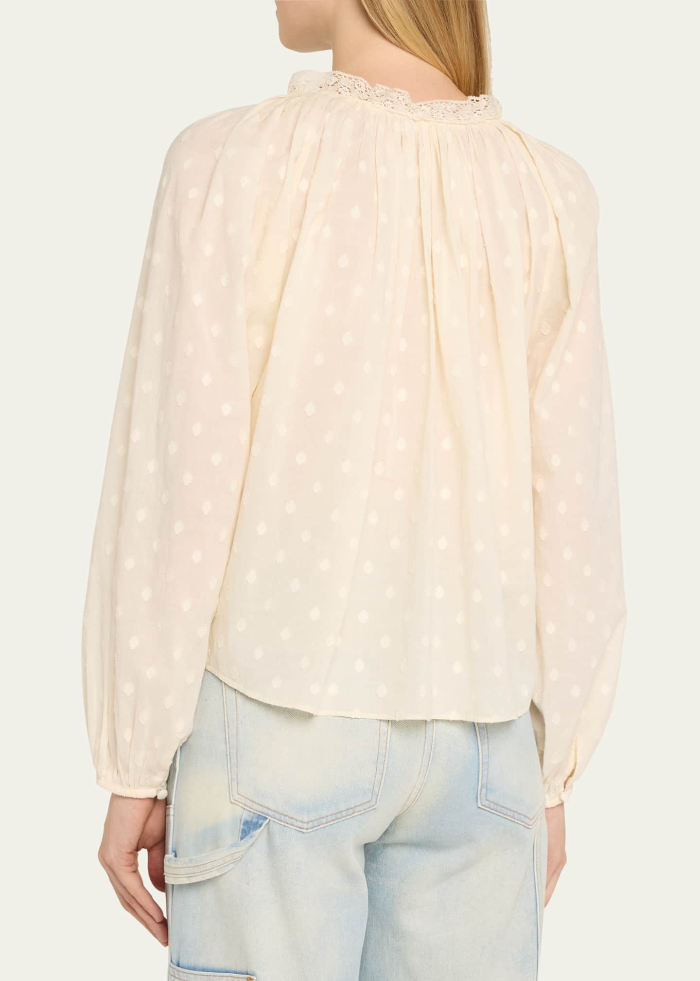 Ulla Johnson Ada Dot Tie-Neck Blouse Image 3 of 5