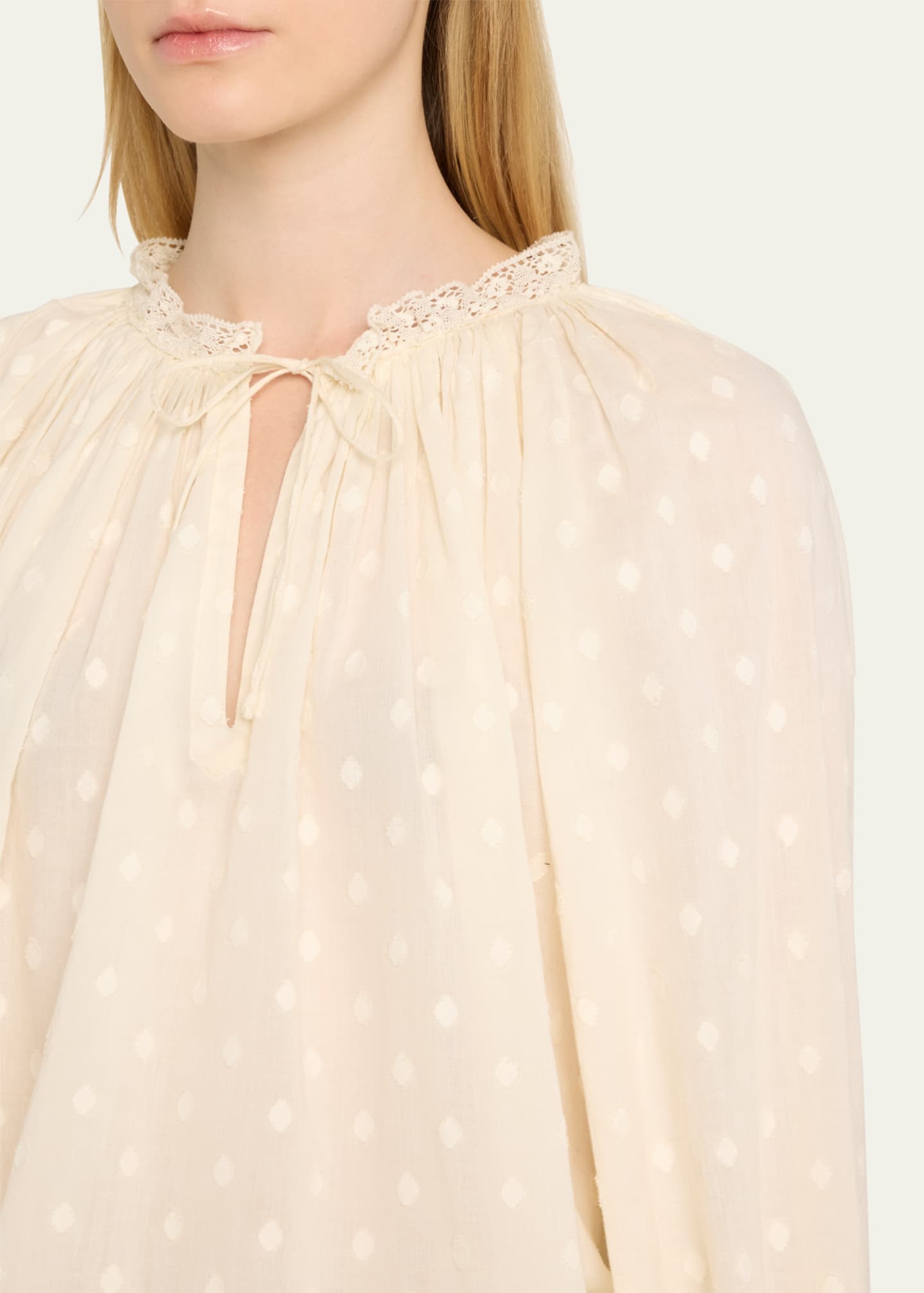 Ulla Johnson Ada Dot Tie-Neck Blouse Image 5 of 5