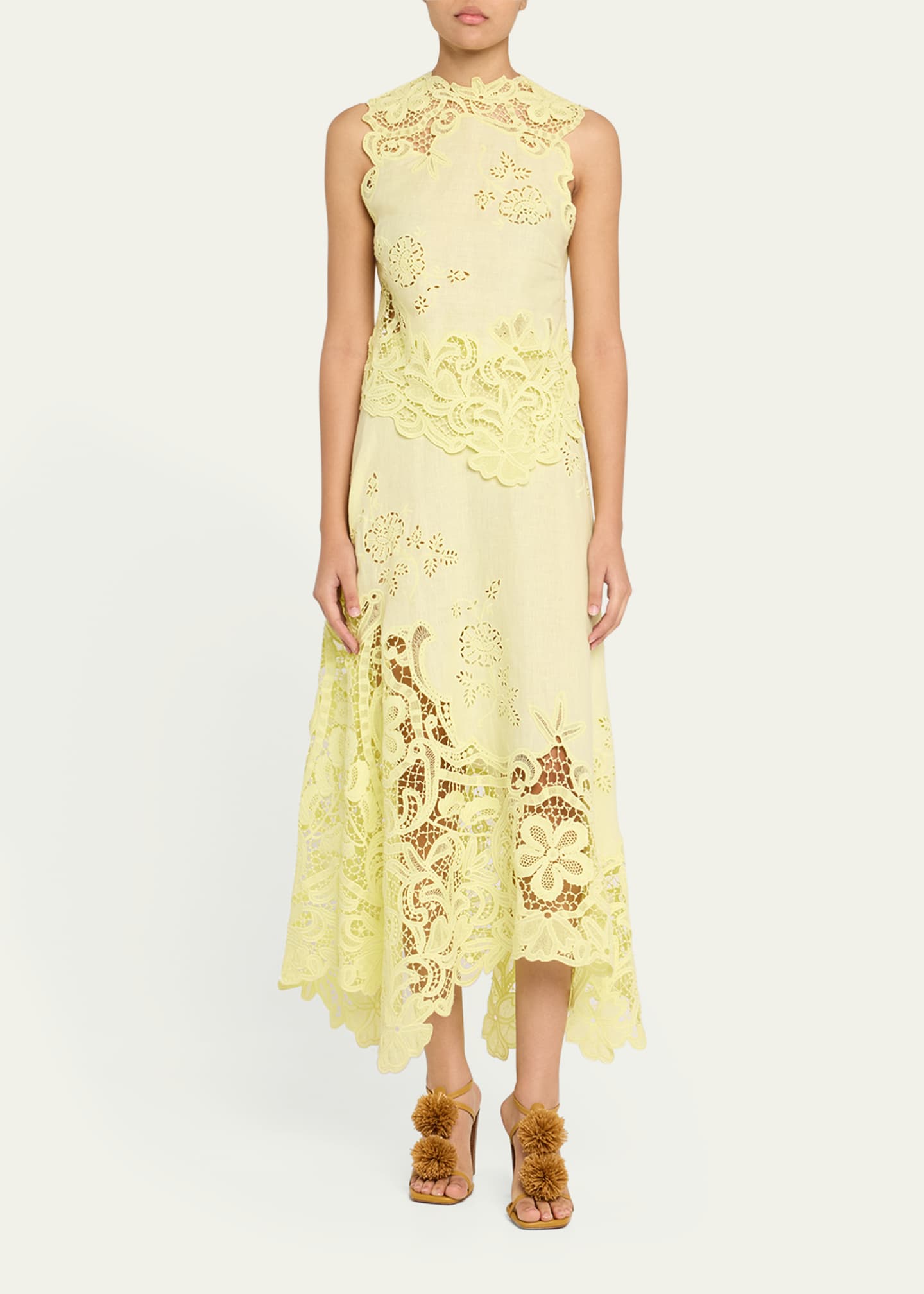 Ulla Johnson Rae Lace Linen Midi Skirt Image 2 of 5