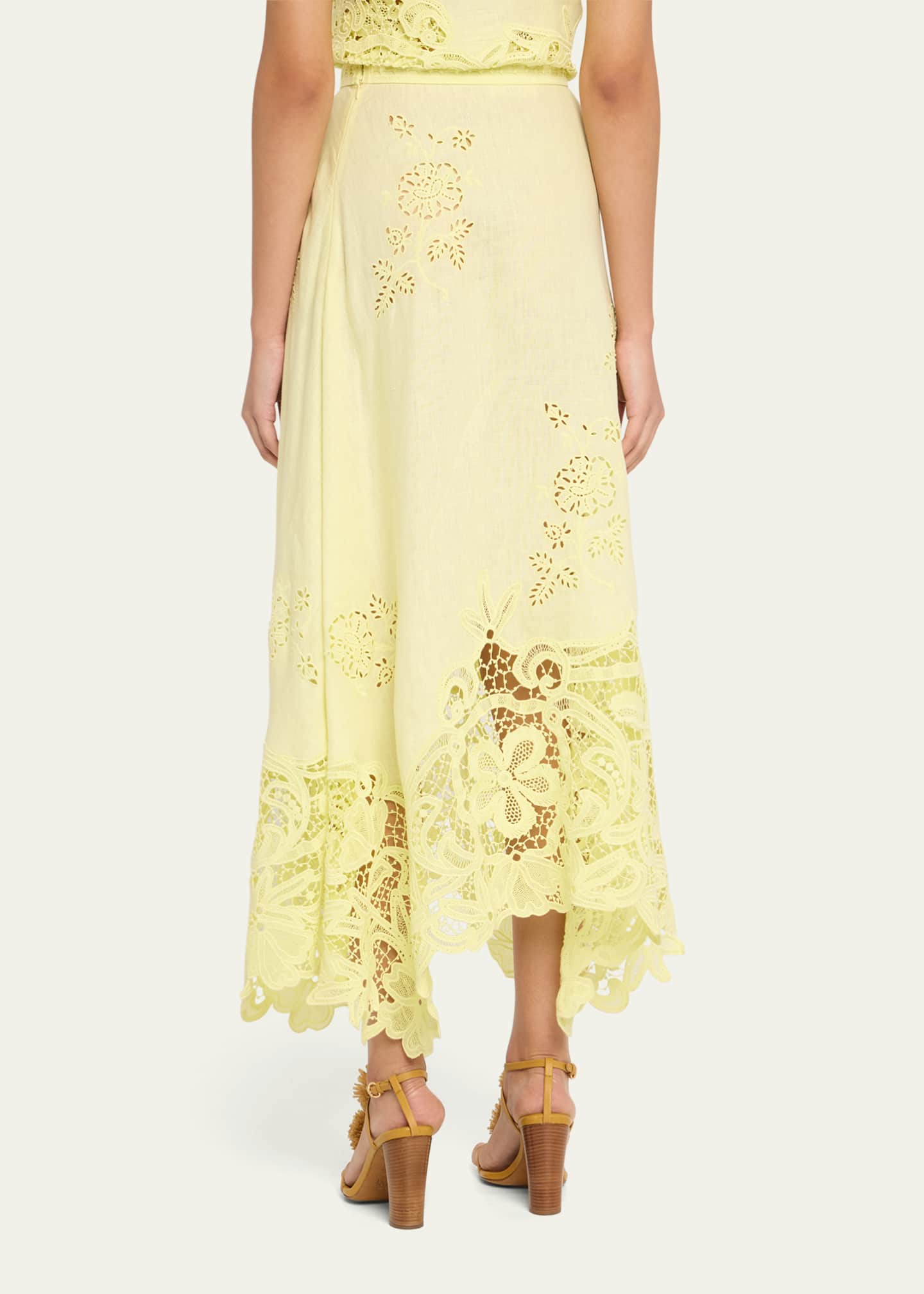 Ulla Johnson Rae Lace Linen Midi Skirt Image 3 of 5