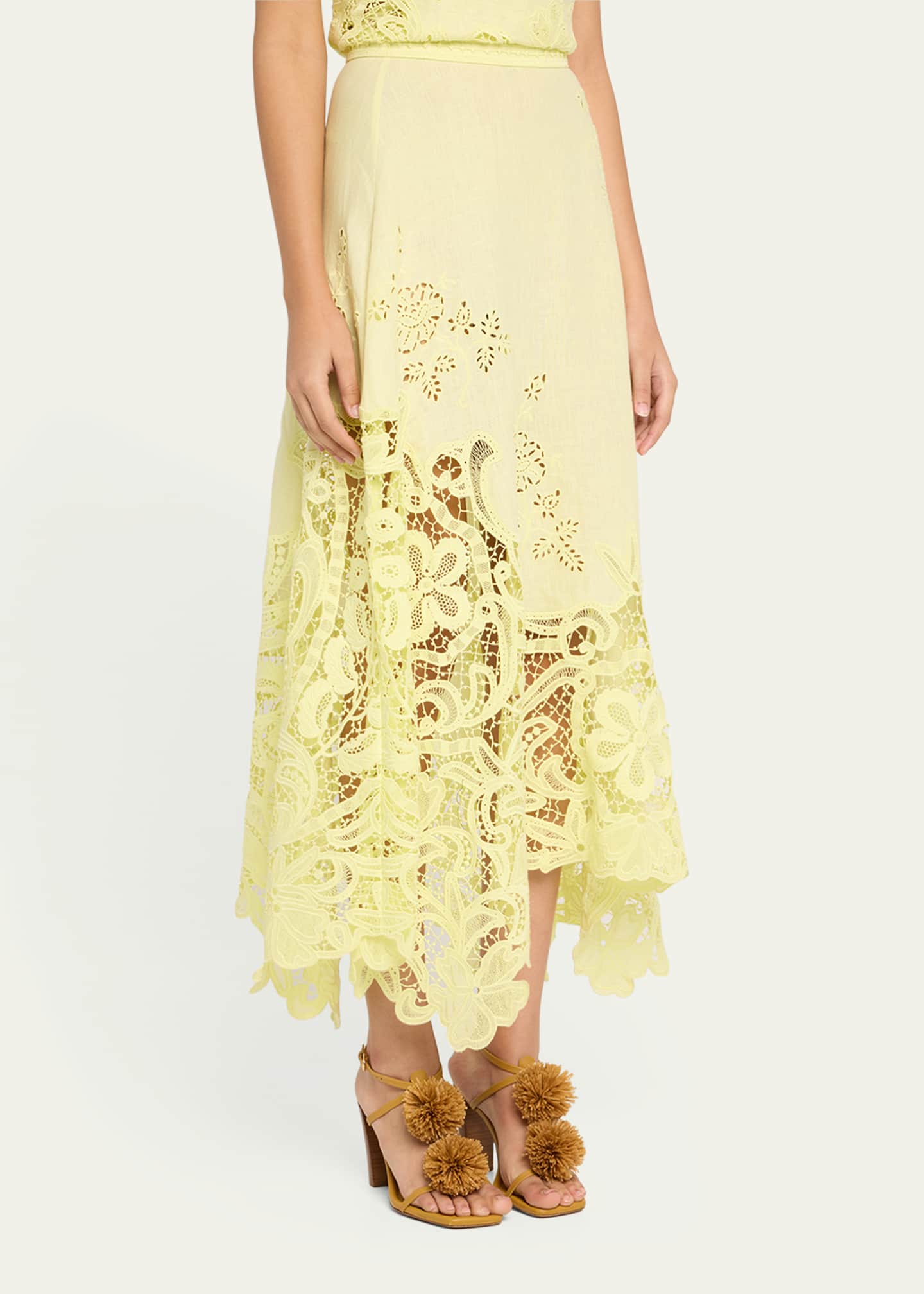 Ulla Johnson Rae Lace Linen Midi Skirt Image 4 of 5