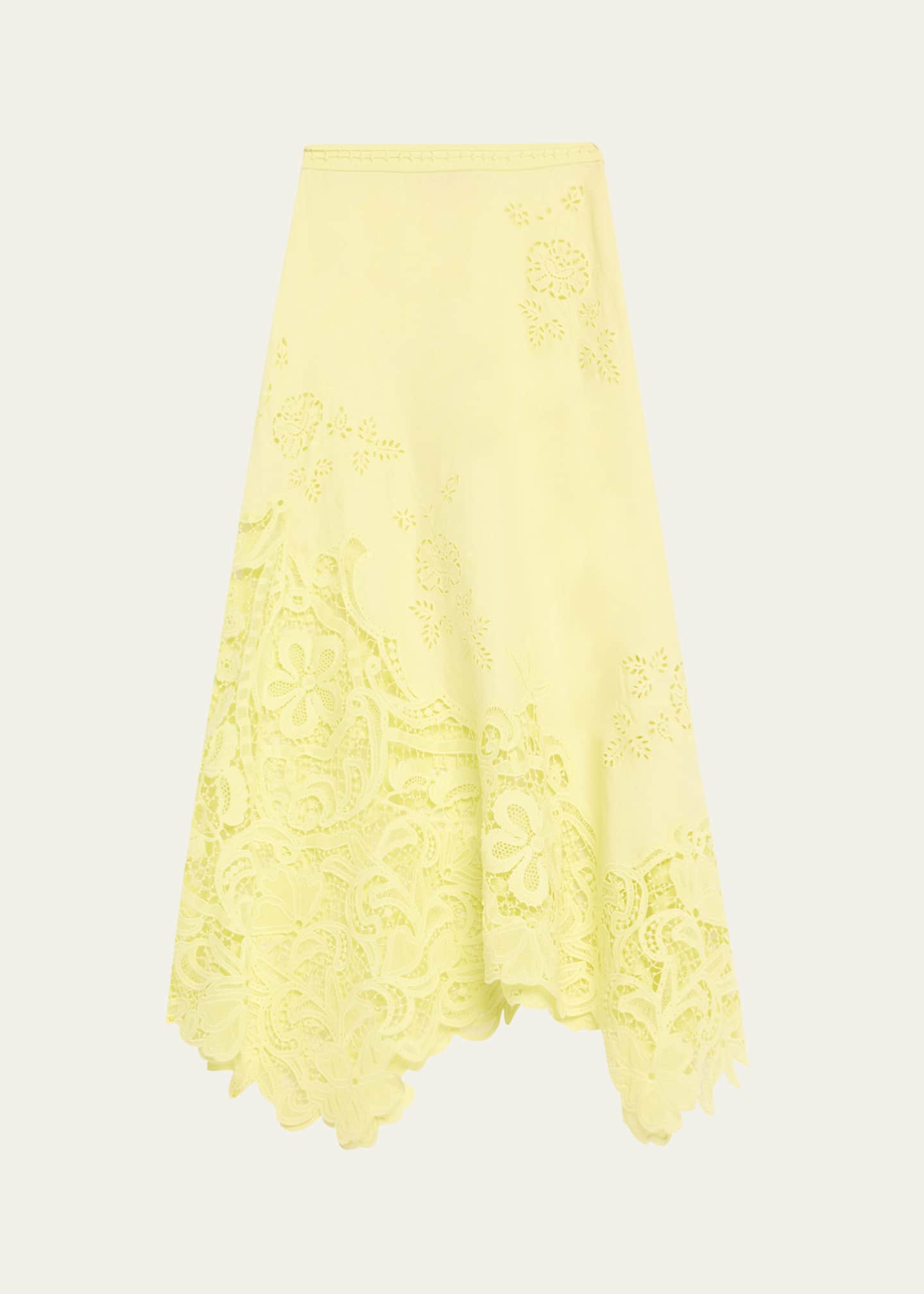 Ulla Johnson Rae Lace Linen Midi Skirt Image 1 of 5