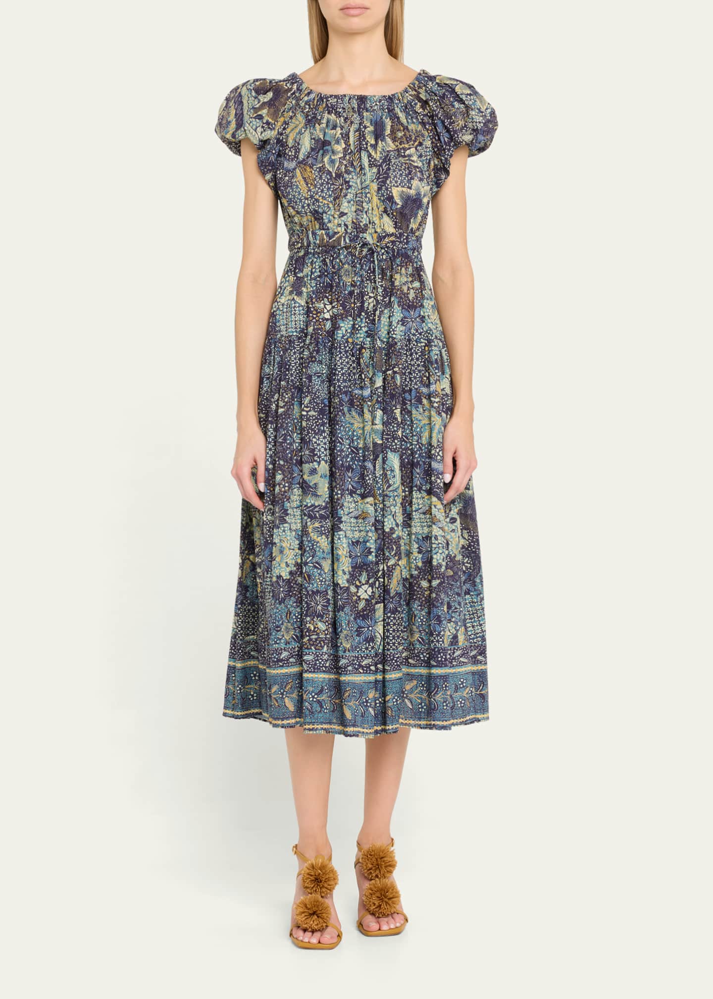 Ulla Johnson Abigail Puff-Sleeve Midi Dress Image 2 of 5