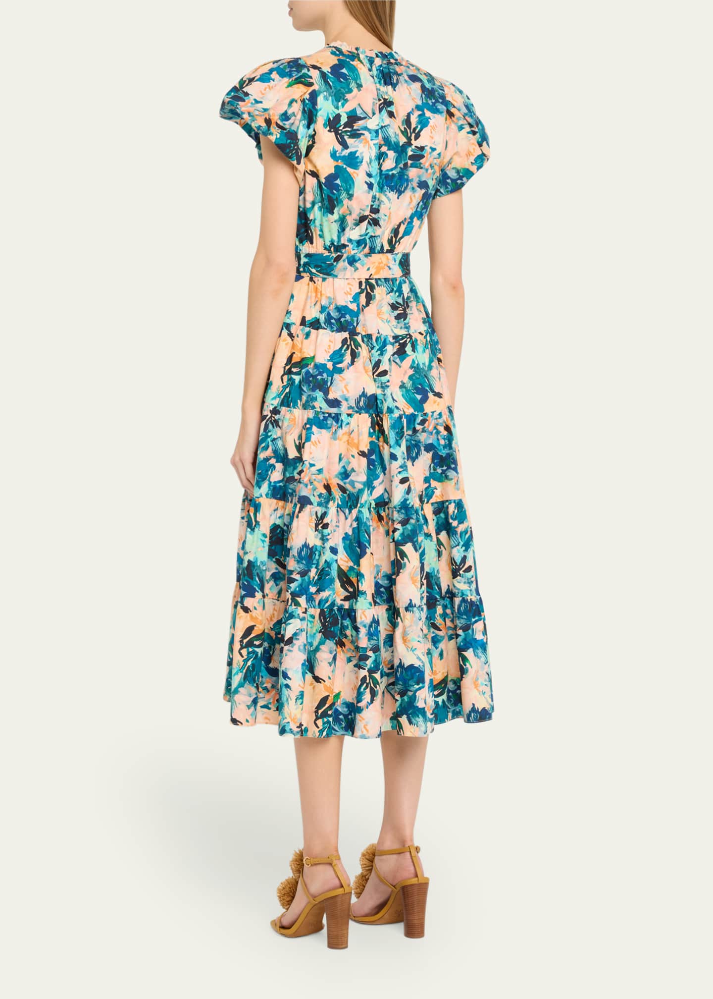 Ulla Johnson Ottilie Floral Tiered Midi Dress Image 3 of 5