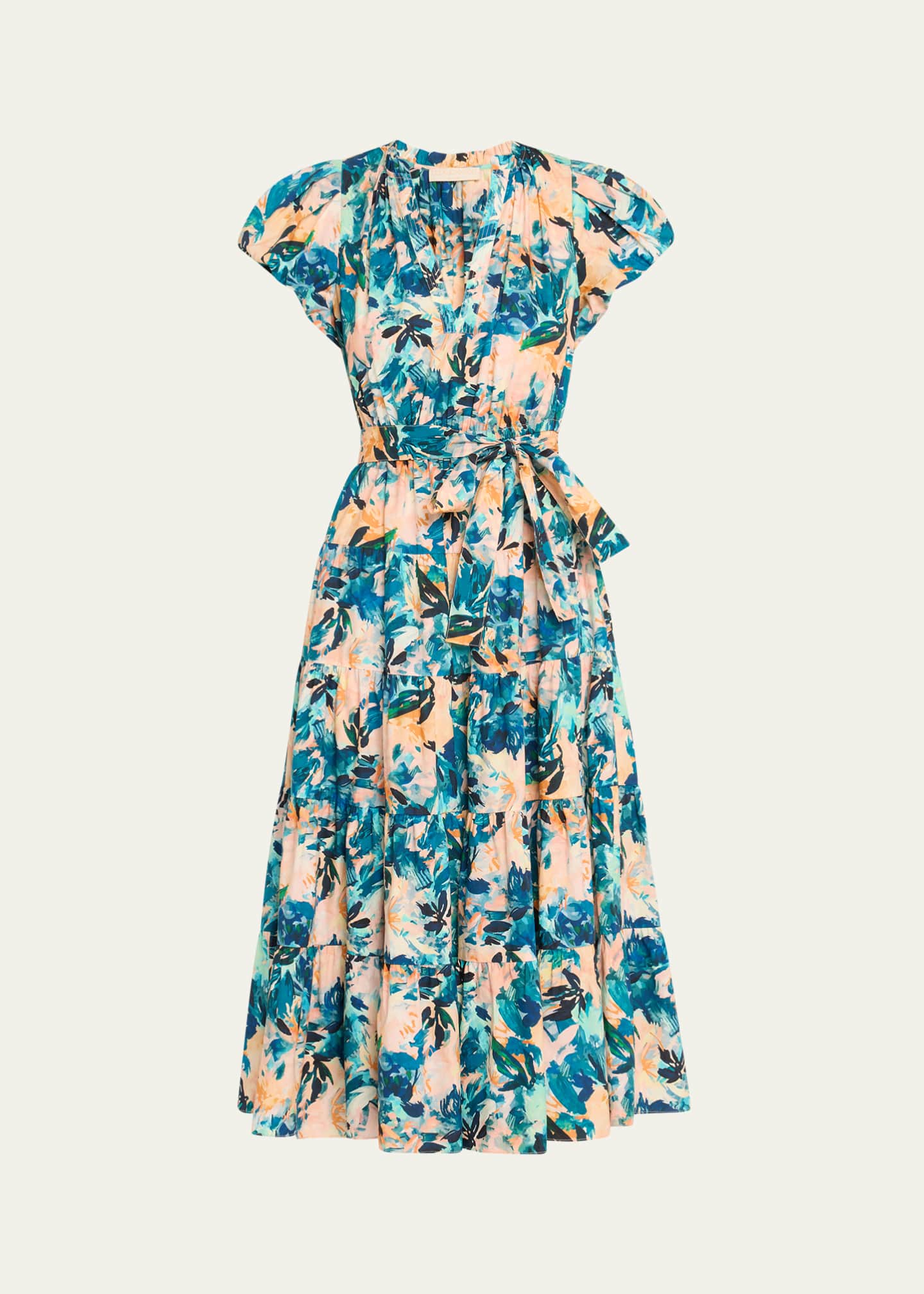 Ulla Johnson Ottilie Floral Tiered Midi Dress Image 1 of 5