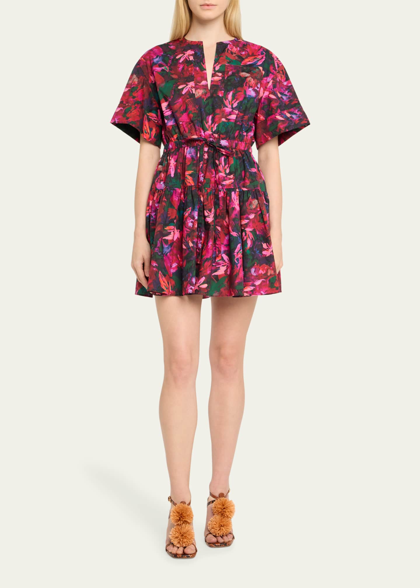 Ulla Johnson Nadira Floral Short-Sleeve Mini Dress Image 2 of 5
