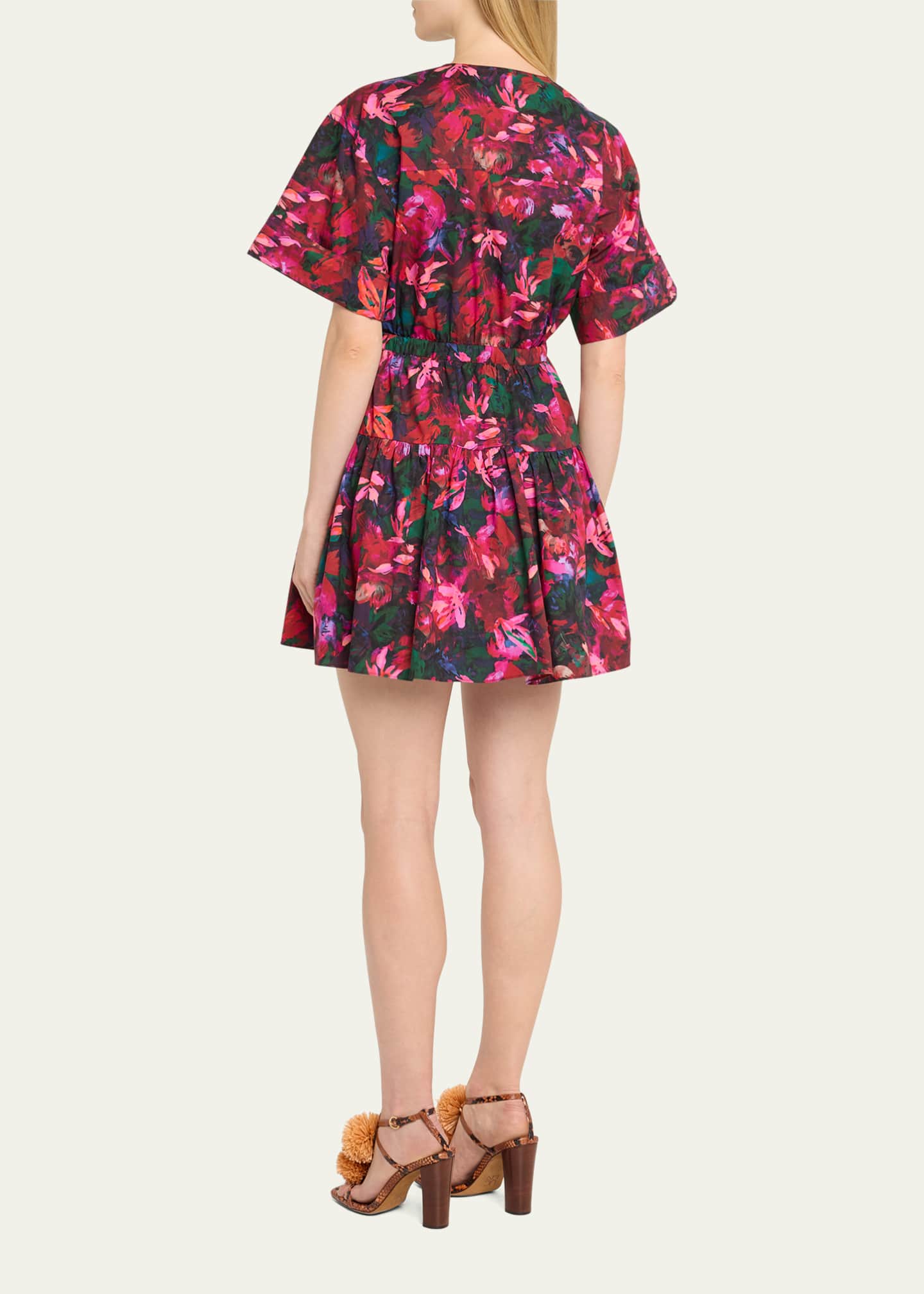 Ulla Johnson Nadira Floral Short-Sleeve Mini Dress Image 3 of 5