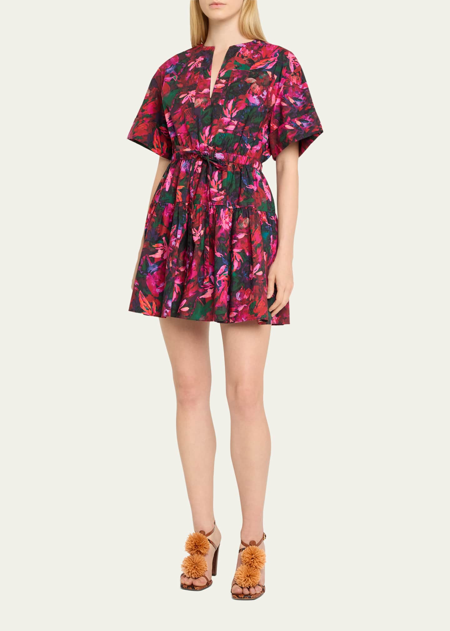Ulla Johnson Nadira Floral Short-Sleeve Mini Dress Image 4 of 5