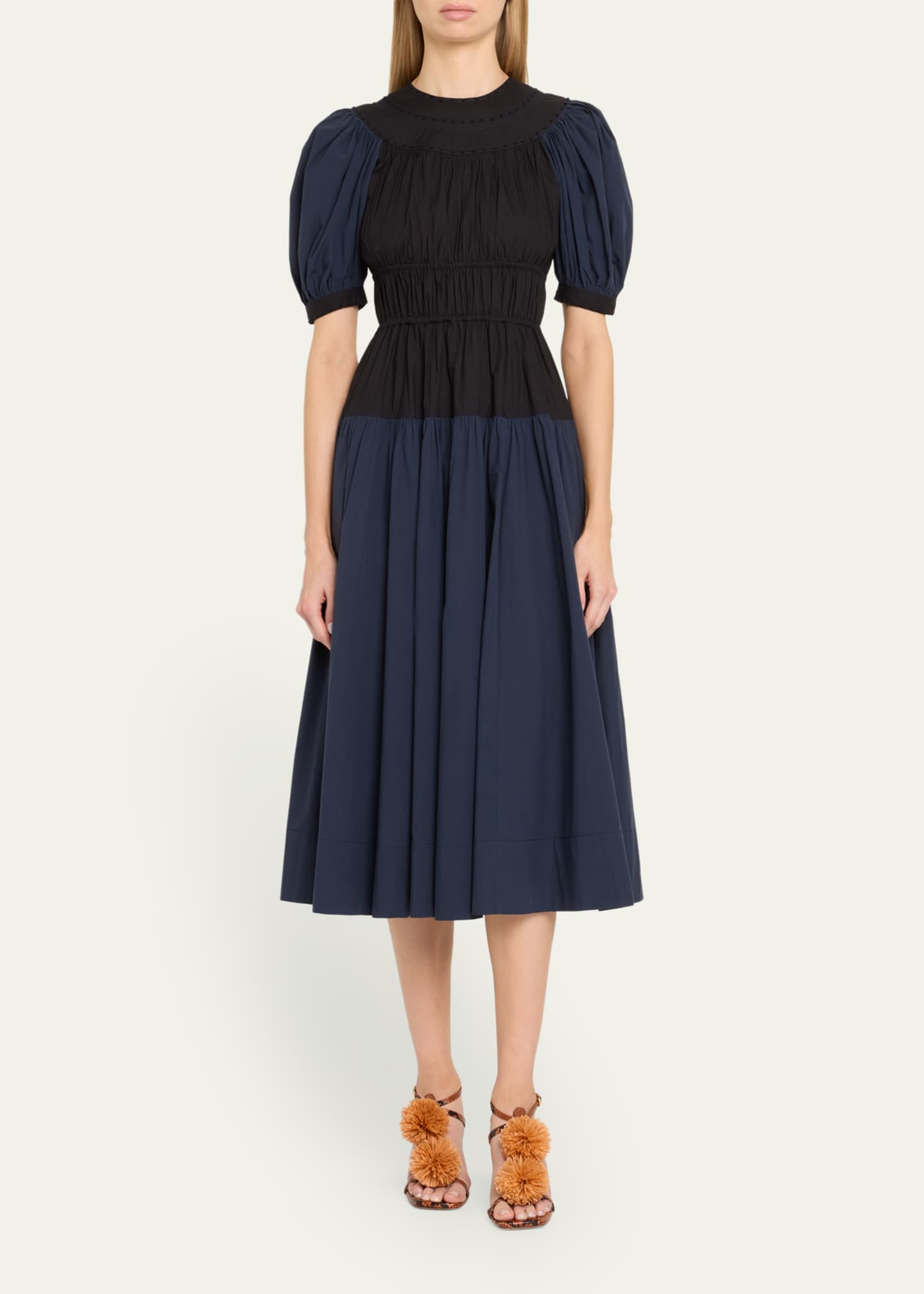 Ulla Johnson Marte Shirred Midi Dress Image 2 of 5