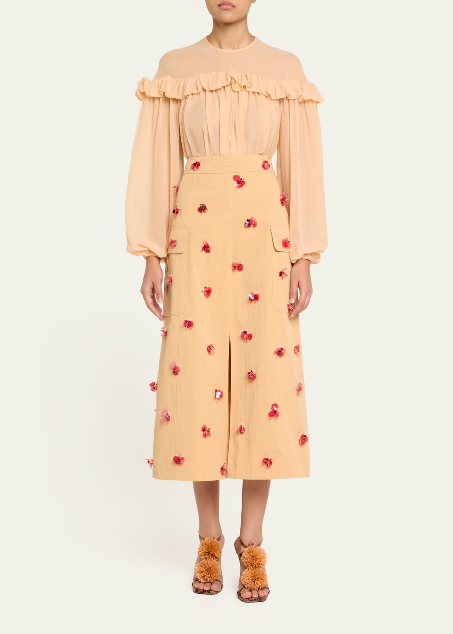 Ulla Johnson Peggy Ruffle-Trim Silk Blouse Image 2 of 5