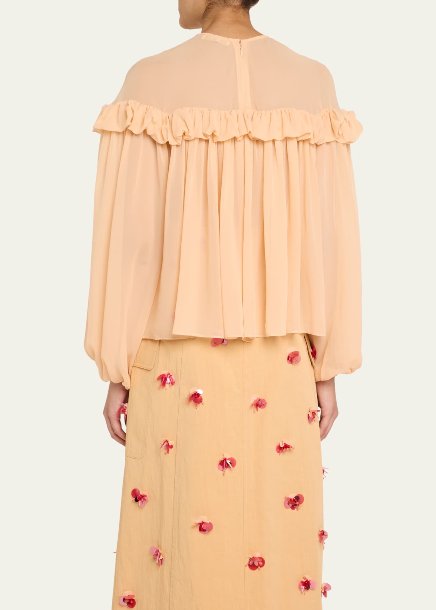 Ulla Johnson Peggy Ruffle-Trim Silk Blouse Image 3 of 5