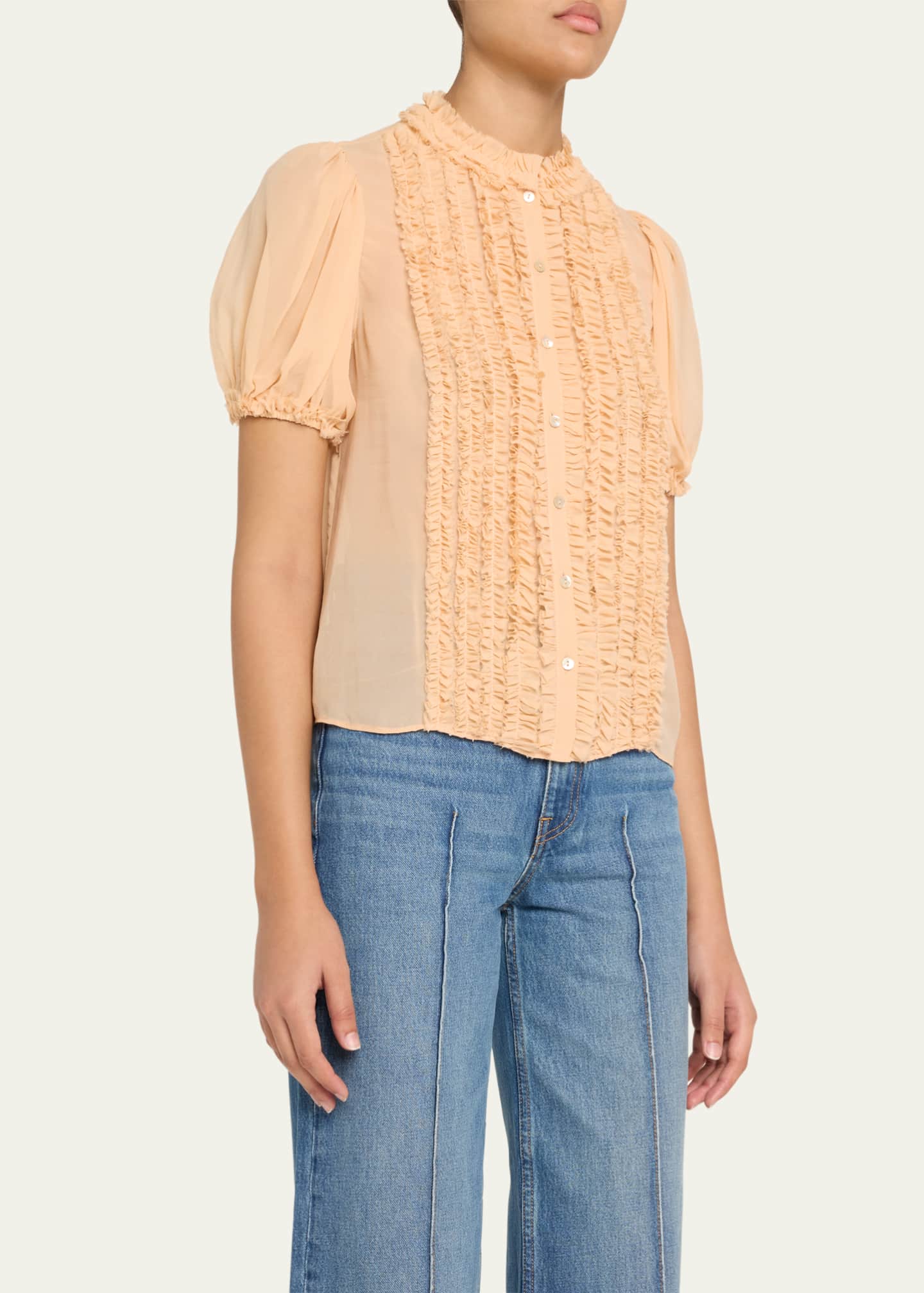 Ulla Johnson Adira Ruffled Silk Top Image 4 of 5