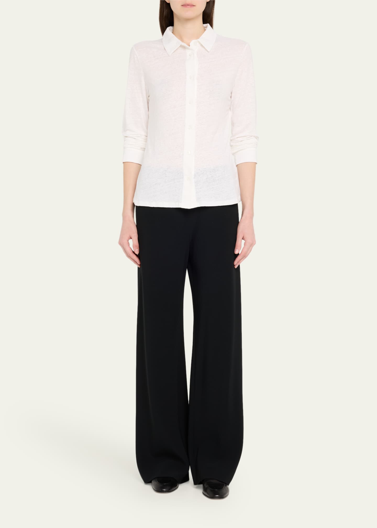 Majestic Filatures Button-Down Stretch Linen Shirt Image 2 of 5