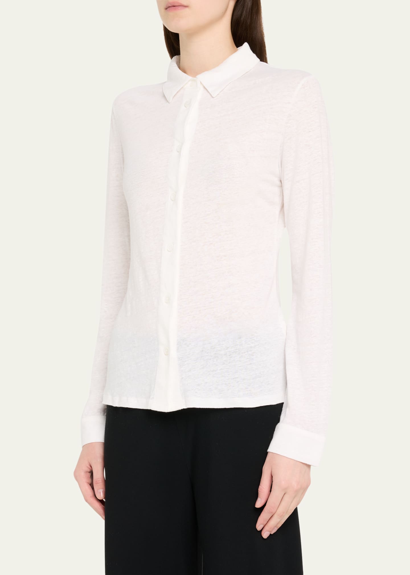 Majestic Filatures Button-Down Stretch Linen Shirt Image 4 of 5