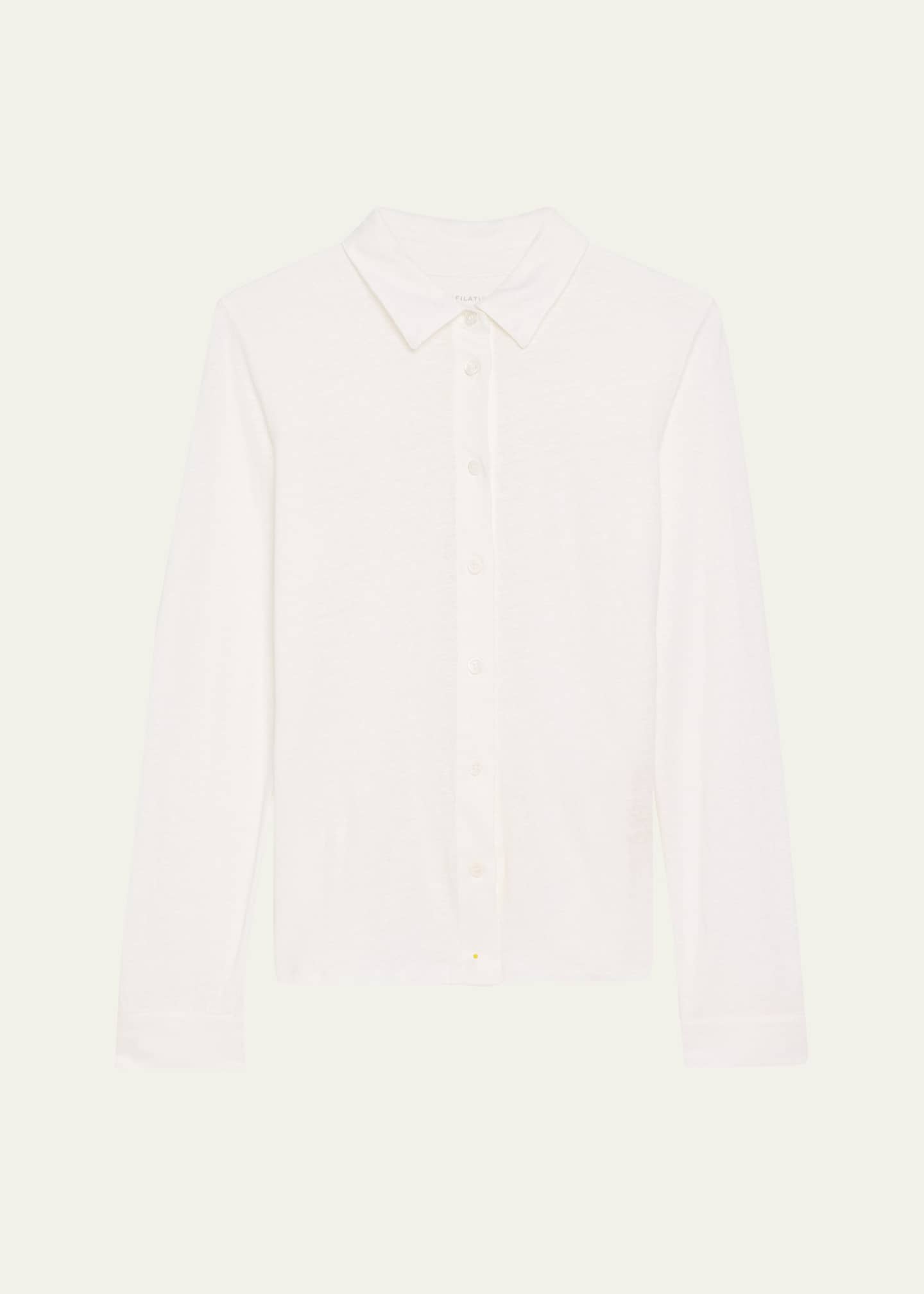 Majestic Filatures Button-Down Stretch Linen Shirt Image 1 of 5