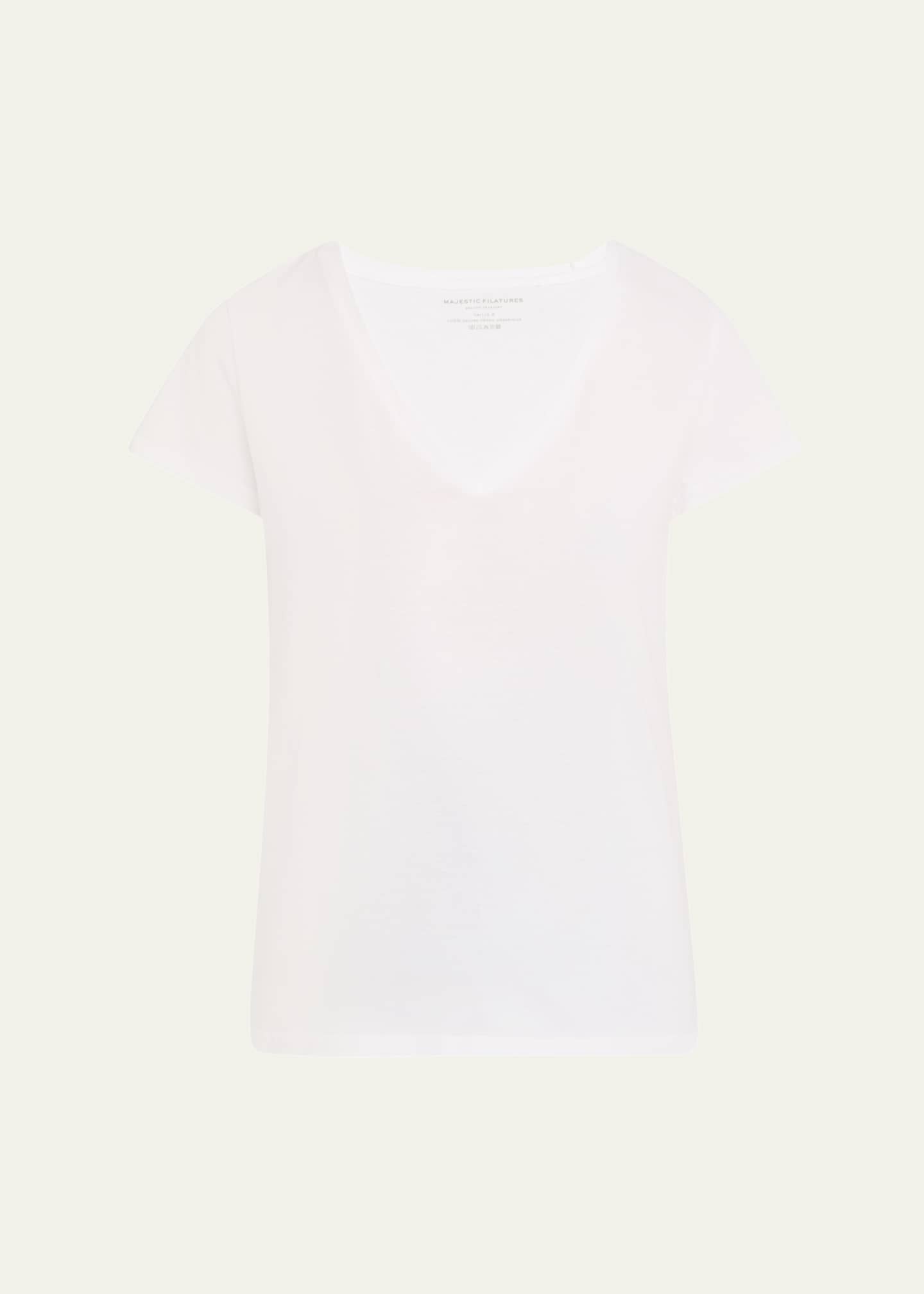 Majestic Filatures V-Neck Organic Cotton T-Shirt Image 1 of 5