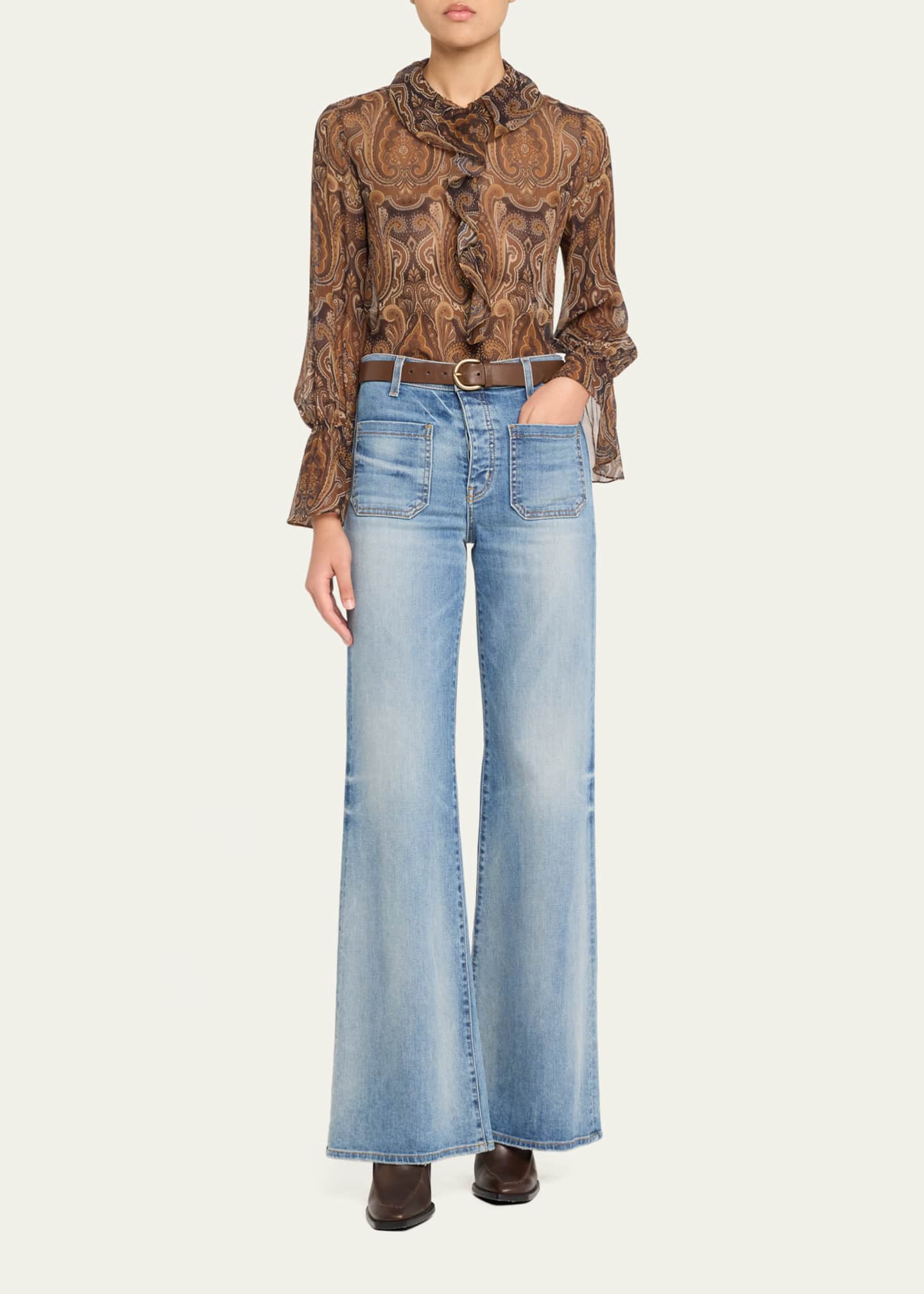 Nili Lotan Cecily Paisley Print Ruffled Silk Blouse Image 2 of 5