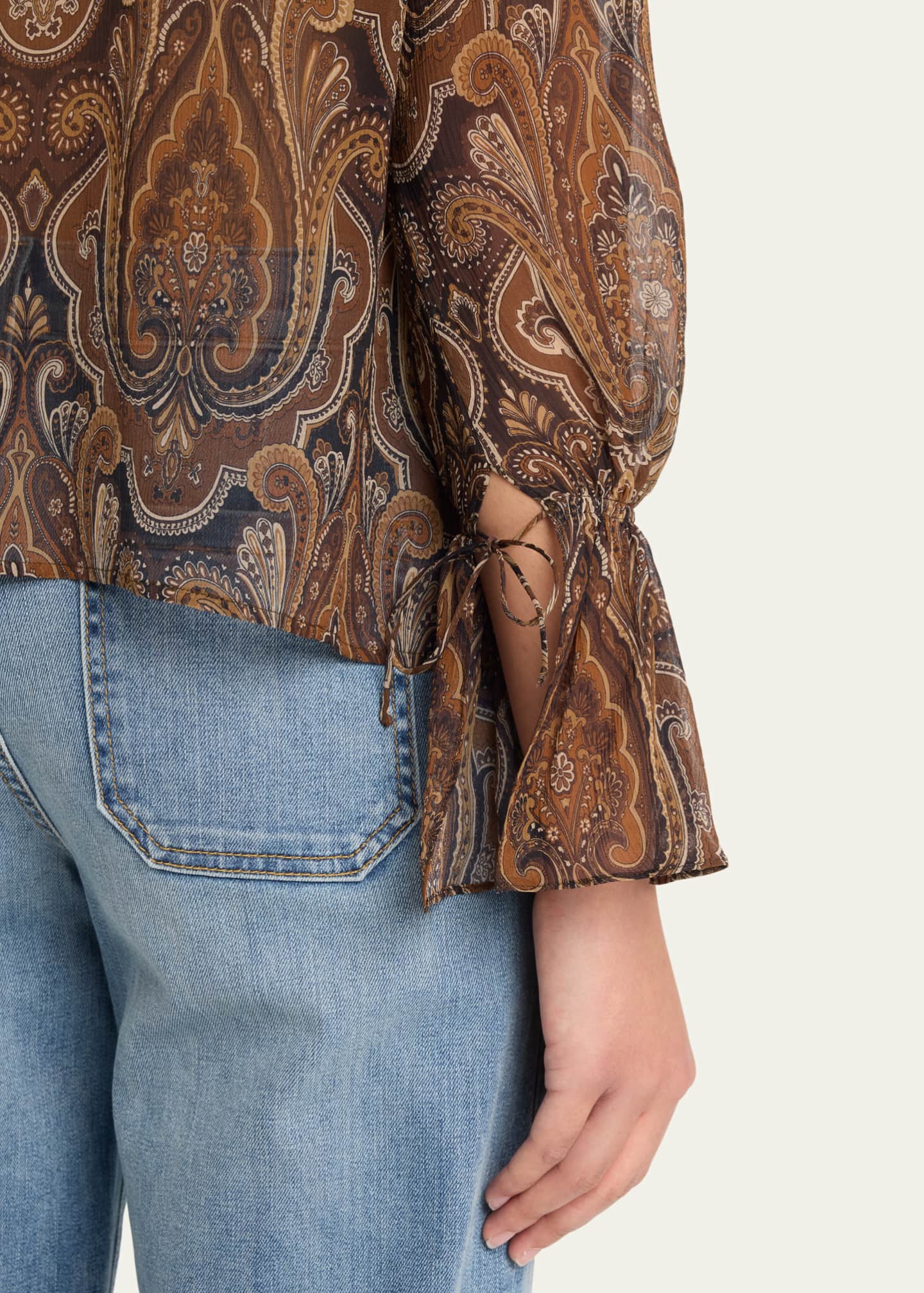 Nili Lotan Cecily Paisley Print Ruffled Silk Blouse Image 5 of 5