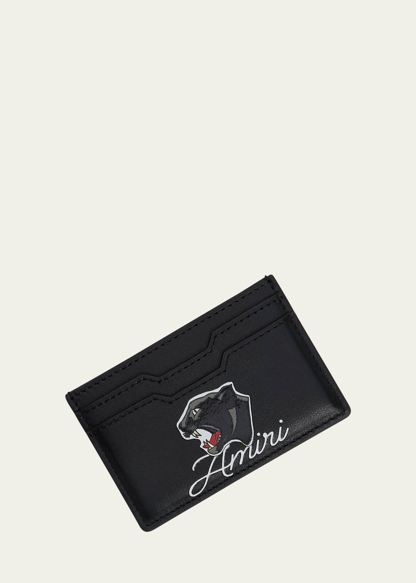 Amiri Men's Panther Logo Leather Card Holder