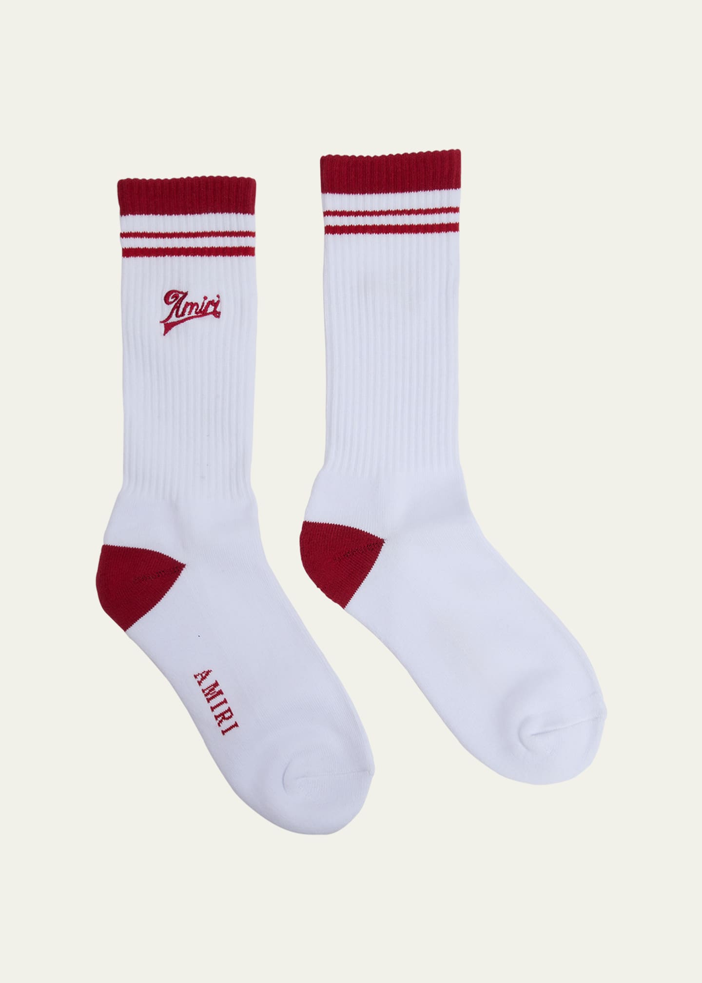 Amiri Men's Ribbed Logo Crew Socks