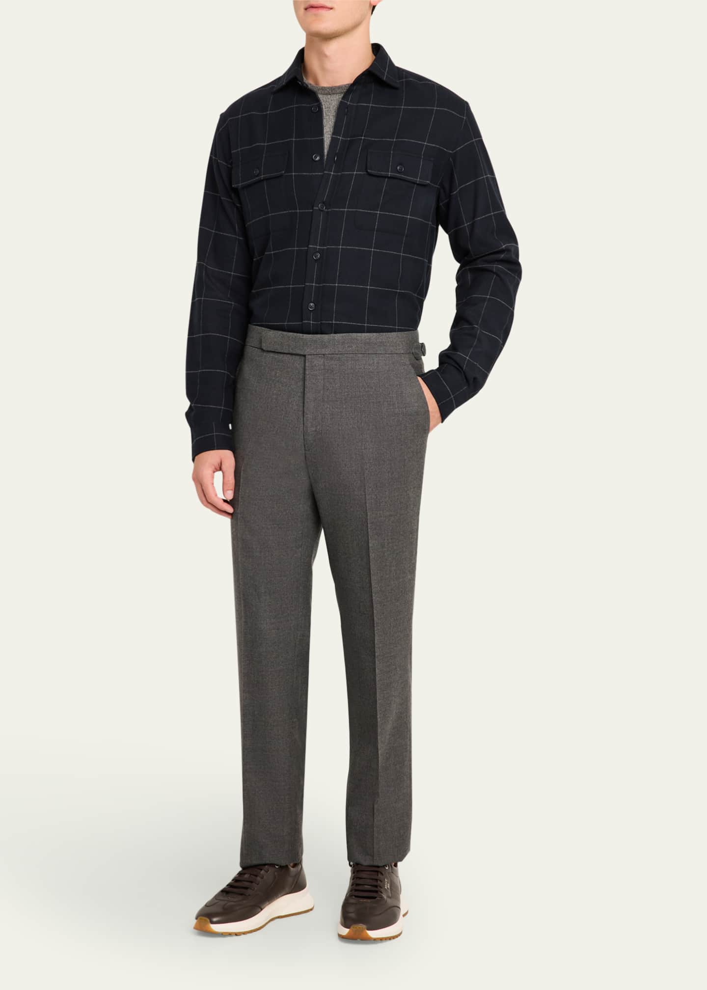 Ralph Lauren Purple Label Men's Gregory Worsted Flannel Pants Image 2 of 5