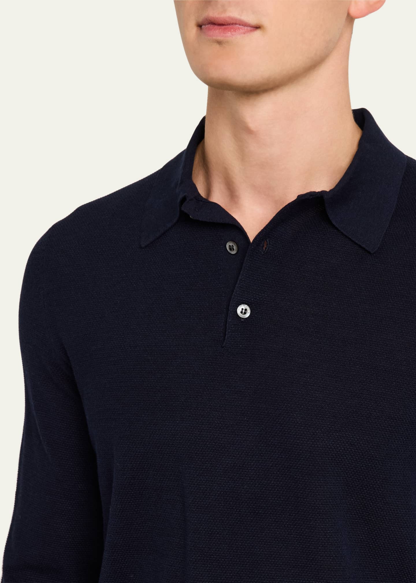Tシャツ・カットソー Ralph Lauren Ralph Lauren Purple Label Silk Polo Ralph Lauren Purple Label Silk-Cotton Polo Shirt - Blue