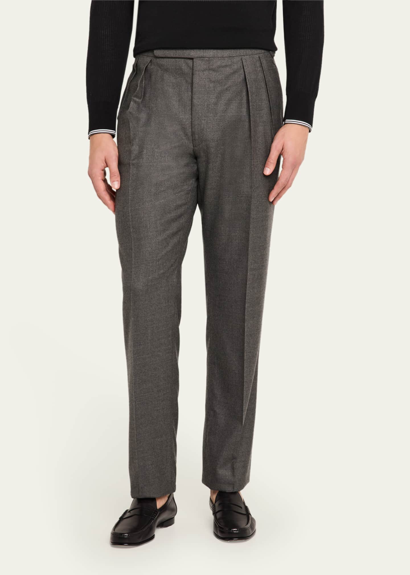 Ralph Lauren Purple Label Men's Gregory Pleated Flannel Pants Image 4 of 5