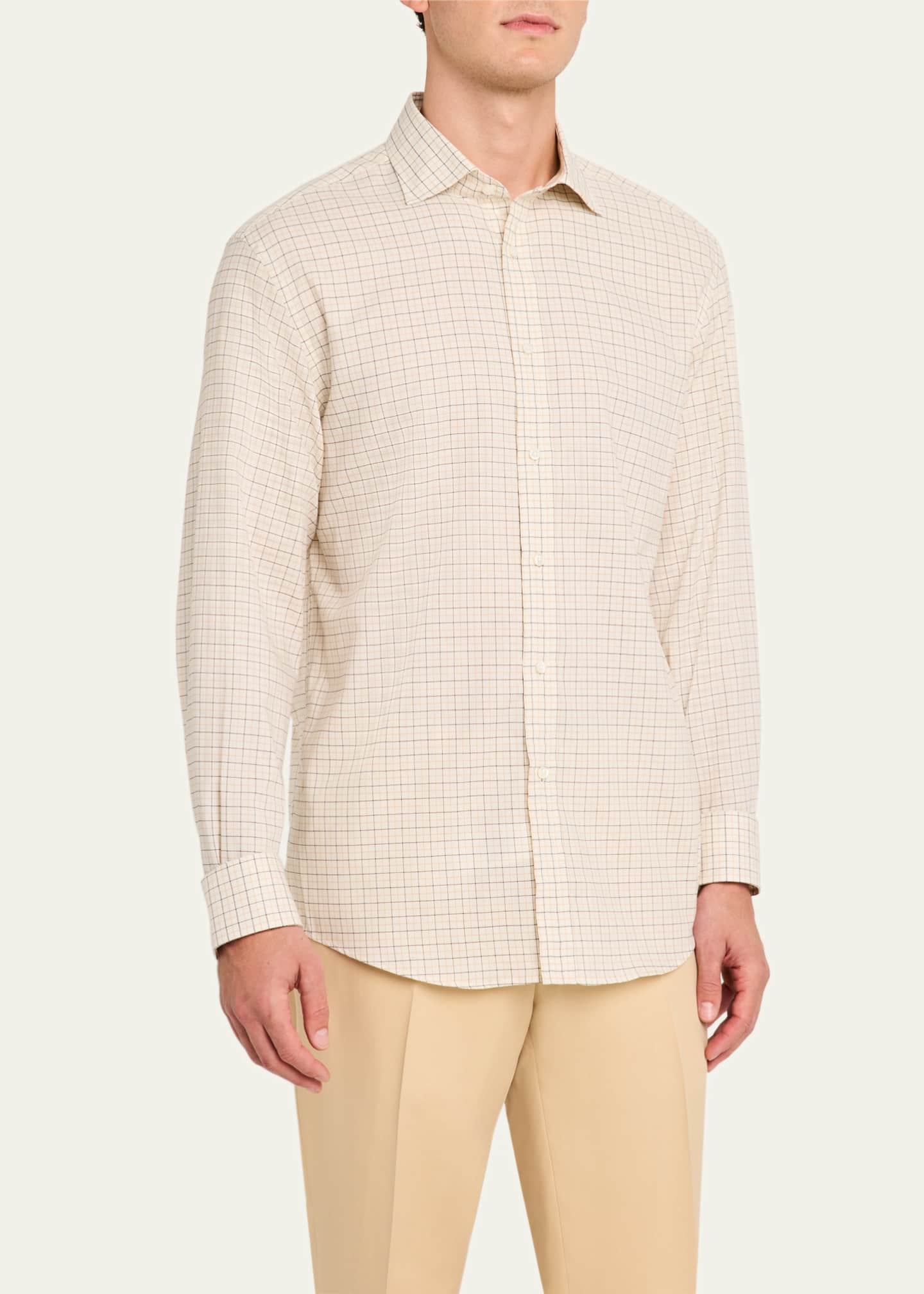 Ralph Lauren Purple Label Men's Aston Brushed Tattersall Sport Shirt Image 4 of 5