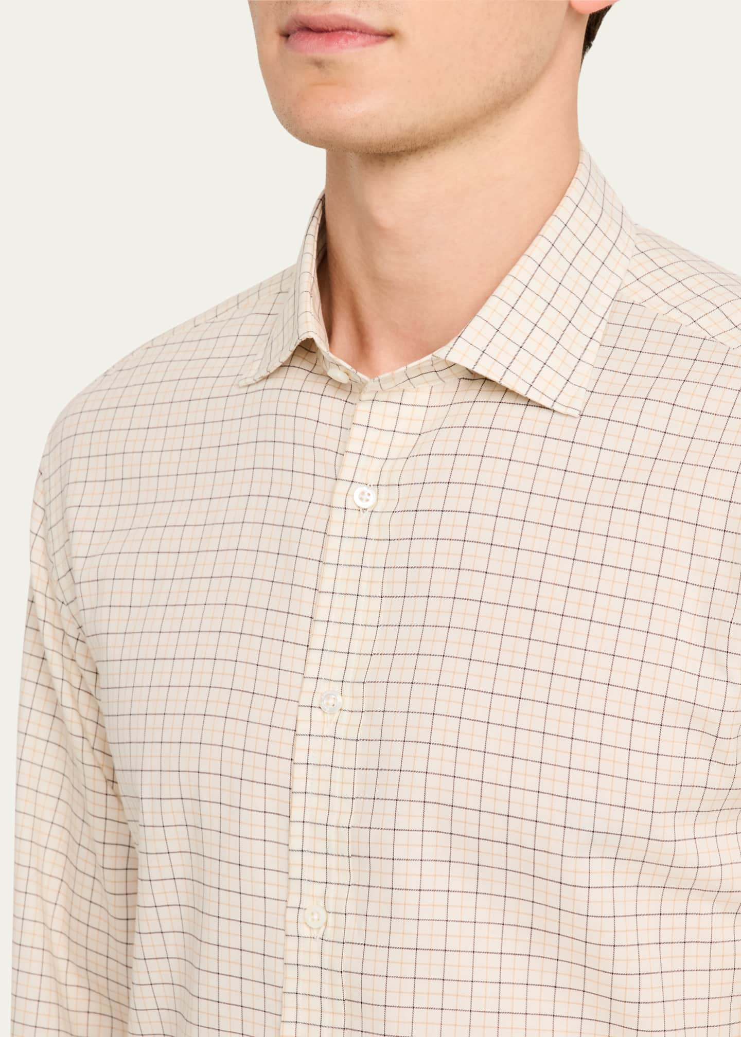 Ralph Lauren Purple Label Men's Aston Brushed Tattersall Sport Shirt Image 5 of 5