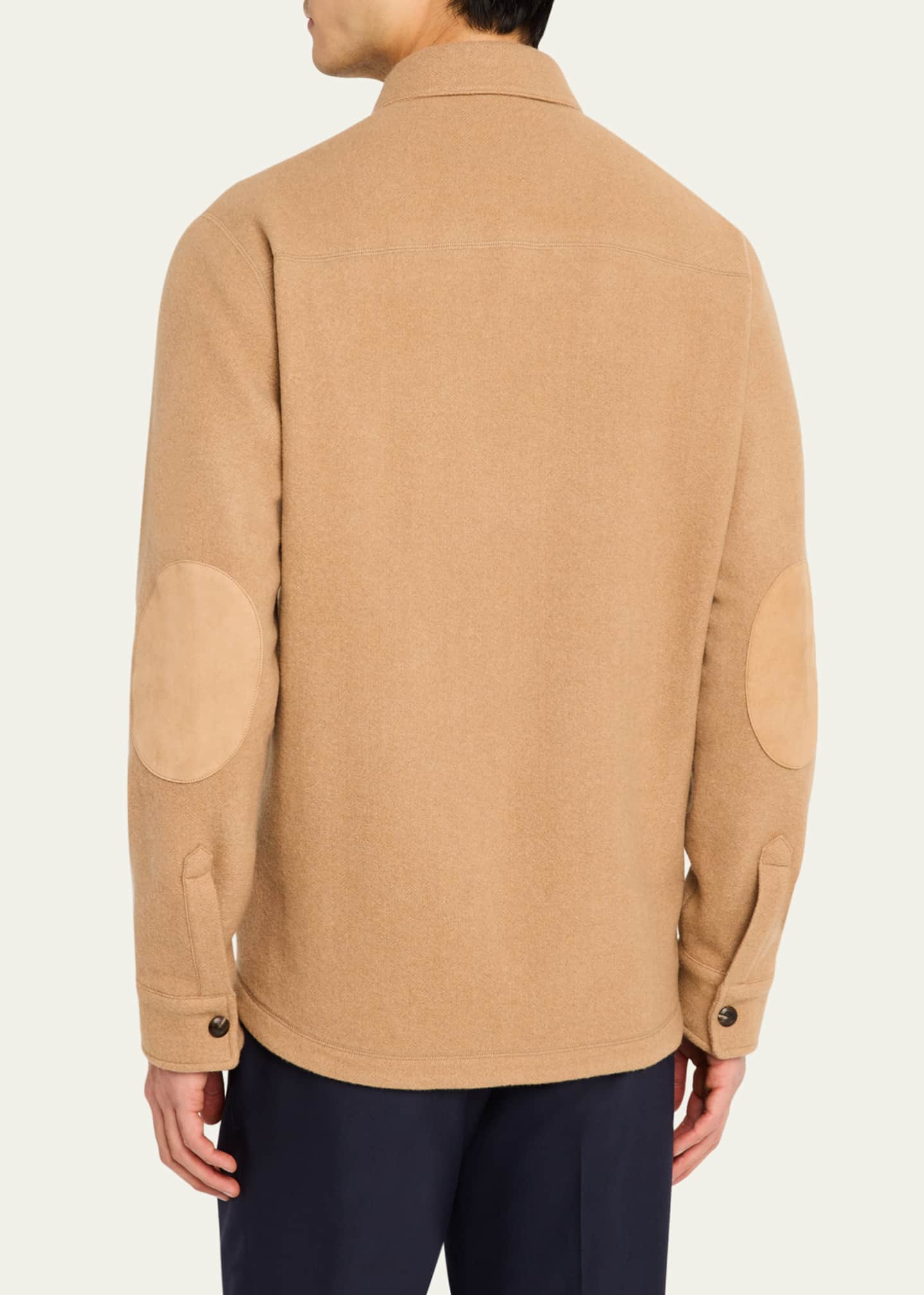 Ralph Lauren Purple Label Men's Brushed Wool-Cashmere Overshirt Image 3 of 5