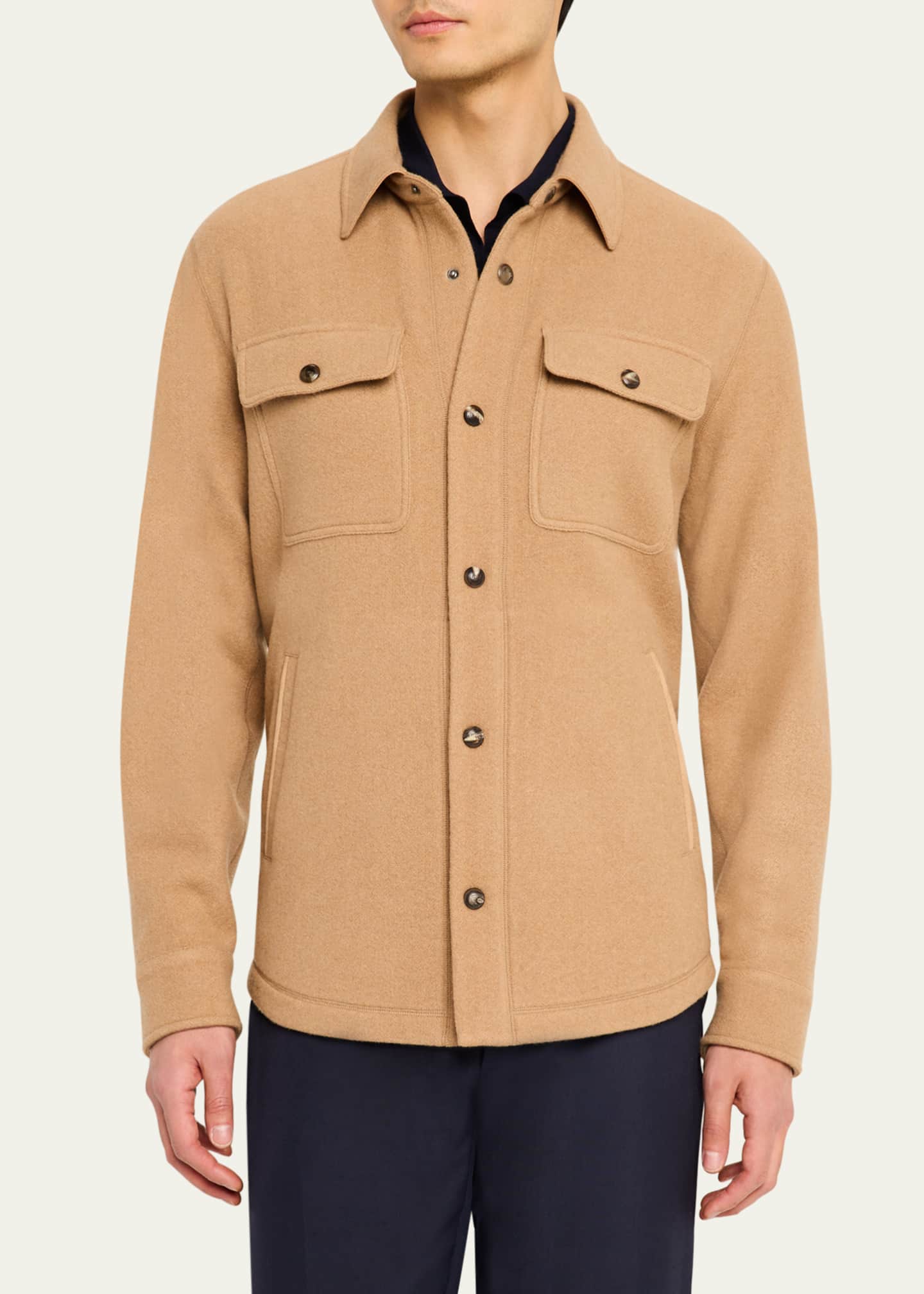 Ralph Lauren Purple Label Men's Brushed Wool-Cashmere Overshirt Image 4 of 5